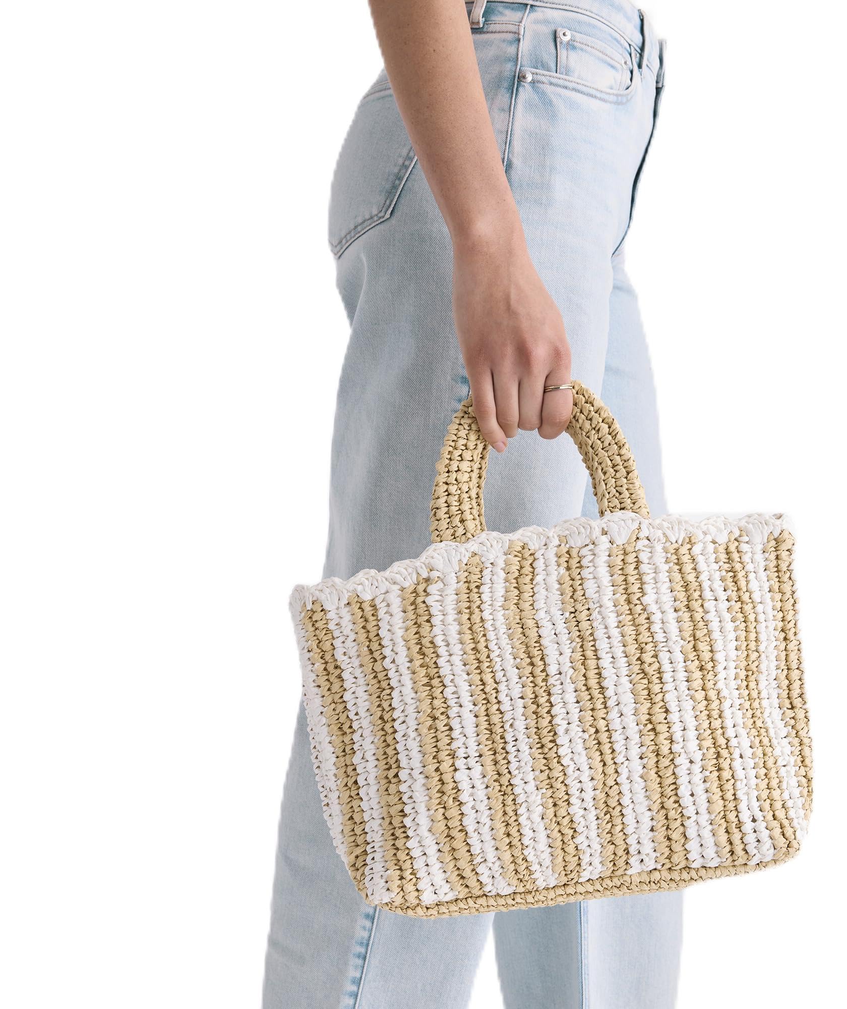 vineyard vines Straw Striped Tote, White Cap, OS