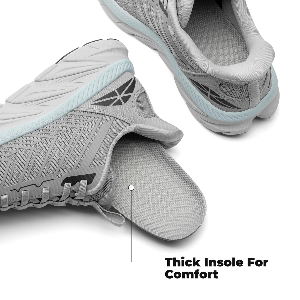 ALLSWIFIT Women's Slip On Walking Shoes Running Comfortable Tennis Breathable Non Slip Athletic Gym Workout Cross Training Fashion Sneakers,Size 8,Grey,SARR034W