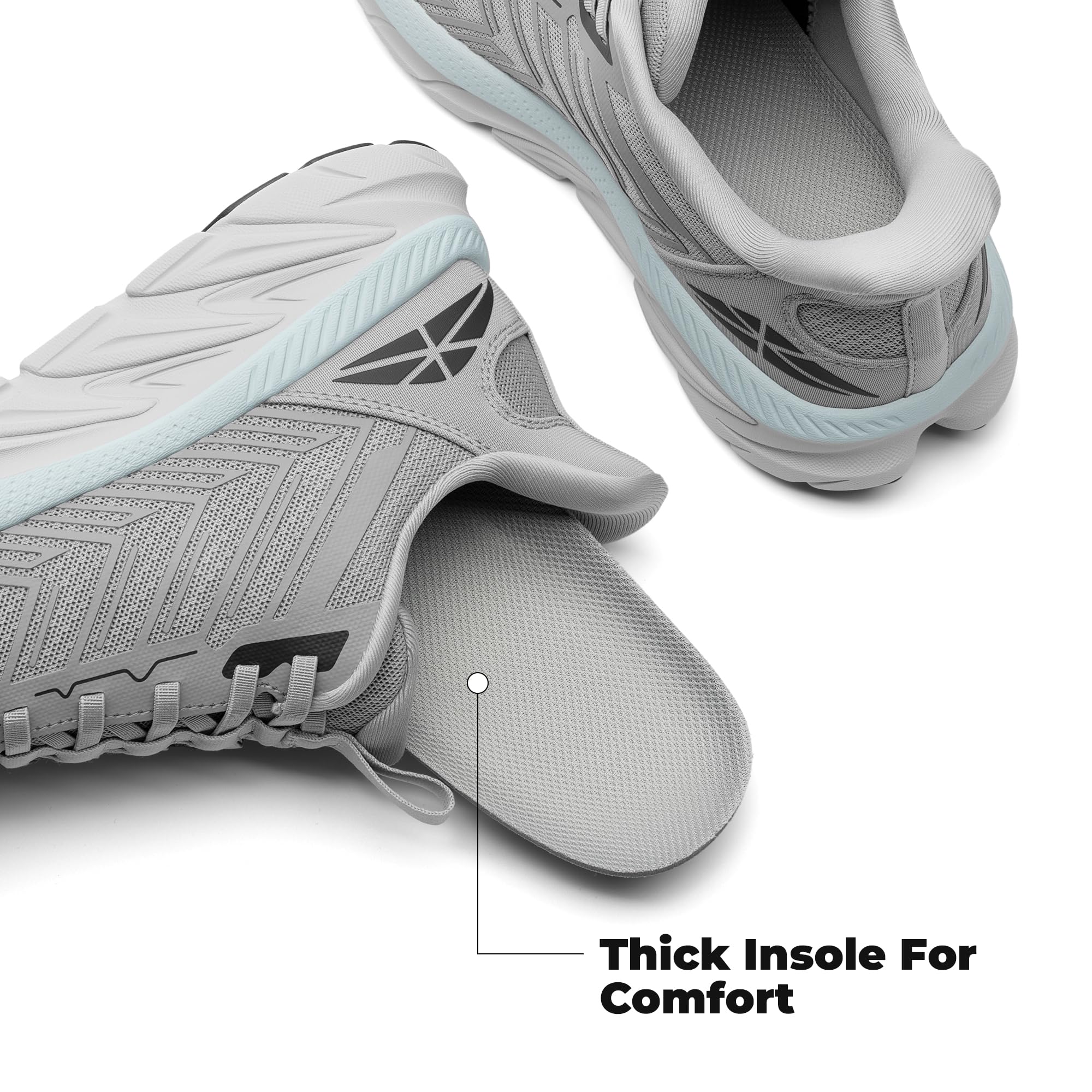 ALLSWIFIT Women's Slip On Walking Shoes Running Comfortable Tennis Breathable Non Slip Athletic Gym Workout Cross Training Fashion Sneakers,Size 8,Grey,SARR034W