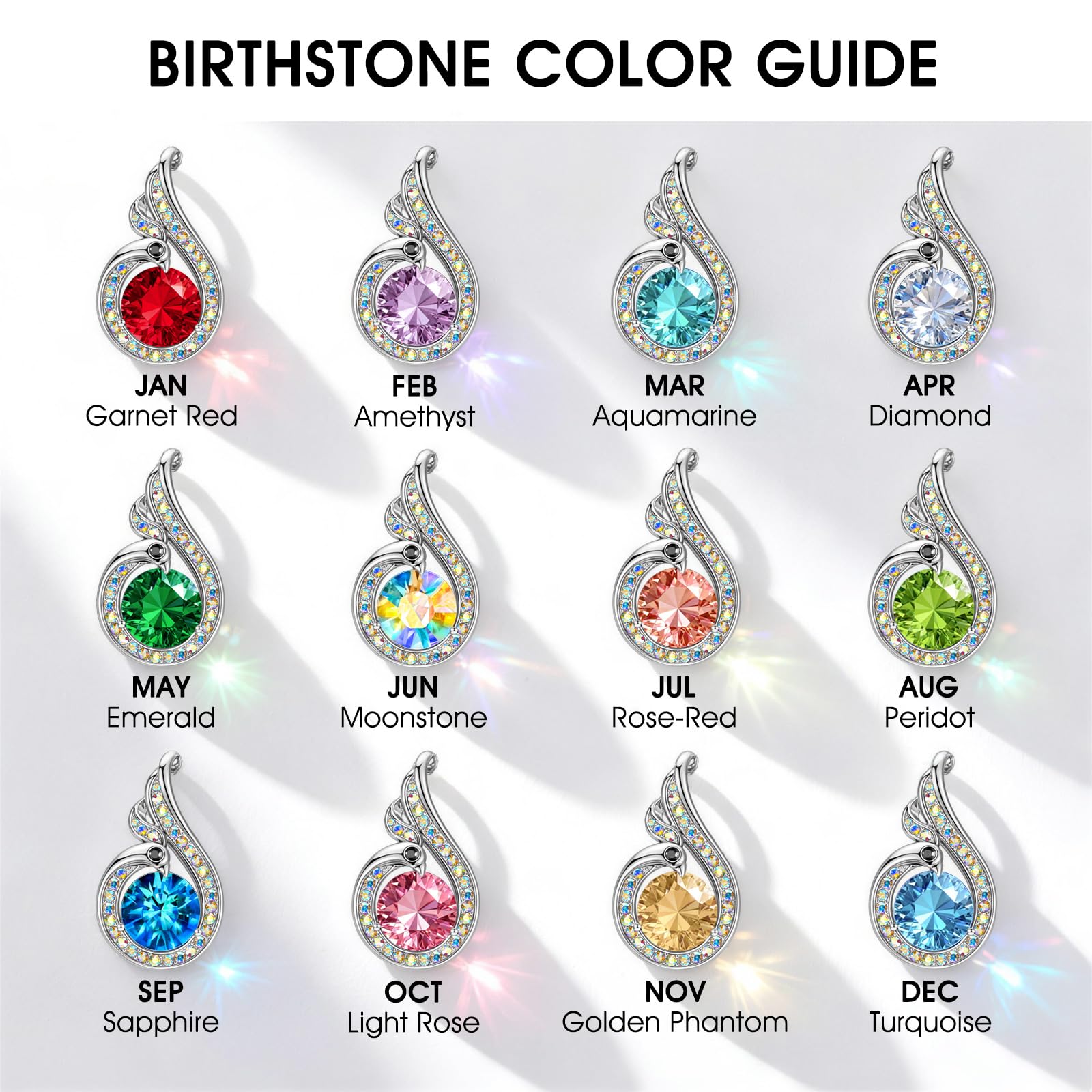 Kate Lynn Phoenix Birthstone Necklaces for Women Pendant Necklace Crystal Jewelry, Birthday Gifts for Women Wife Girlfriend Mothers Day Gift for Mom Daughter Unique Lady Christmas Jewelry Gift for Her, June Birthstone Moonstone Necklace