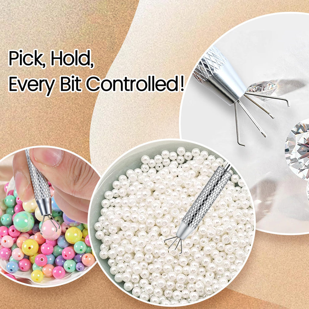 GEMQUEEN Piercing Ball Grabber Reacher Tool - Stainless Steel Piercing Jewelry Tools 4 Claw Holder Removal Pick Up Assistant Tool for Changing Jewelry IC Chip Electronic Components Small Parts