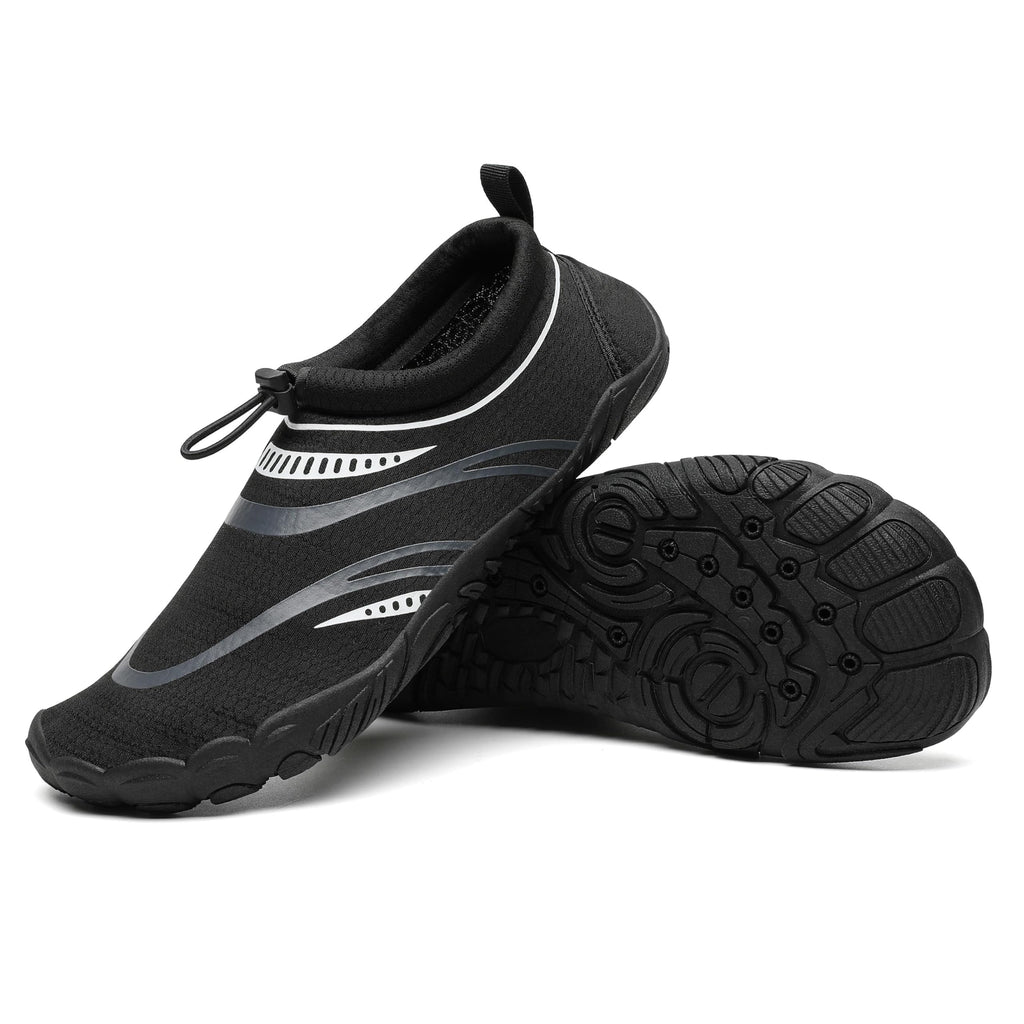 Mishansha Barefoot Shoes for Men Lightweight Water Shoes Men Quick Dry Swim Aqua Five Toe Beach Shoes Coal Black-E0153 13.5 Women/11.5 Men