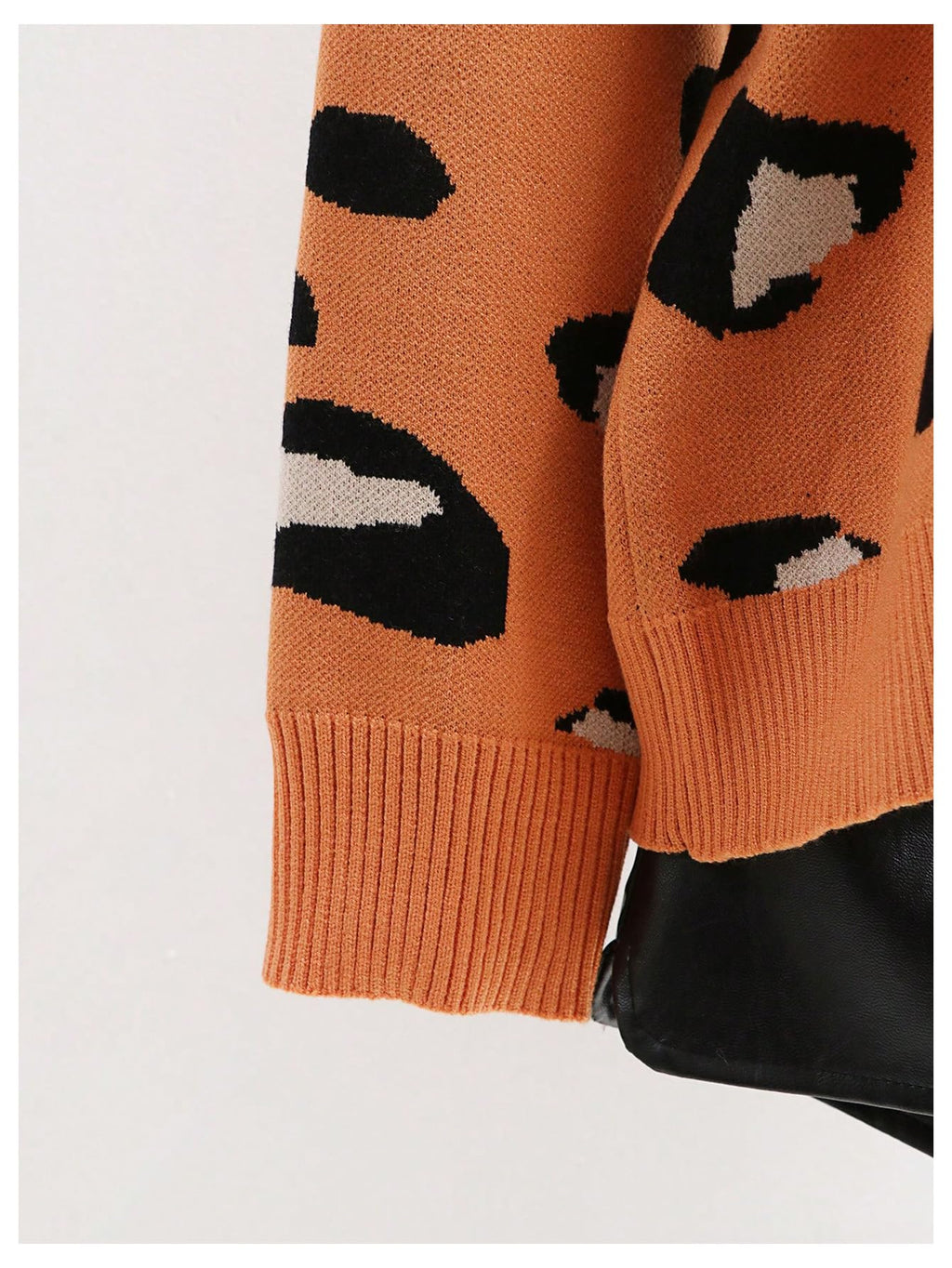 WDIRARA Women's Leopard Tiger Print Cardigan V Neck Long Sleeve Color Block Button Down Sweater Outwear Orange Medium
