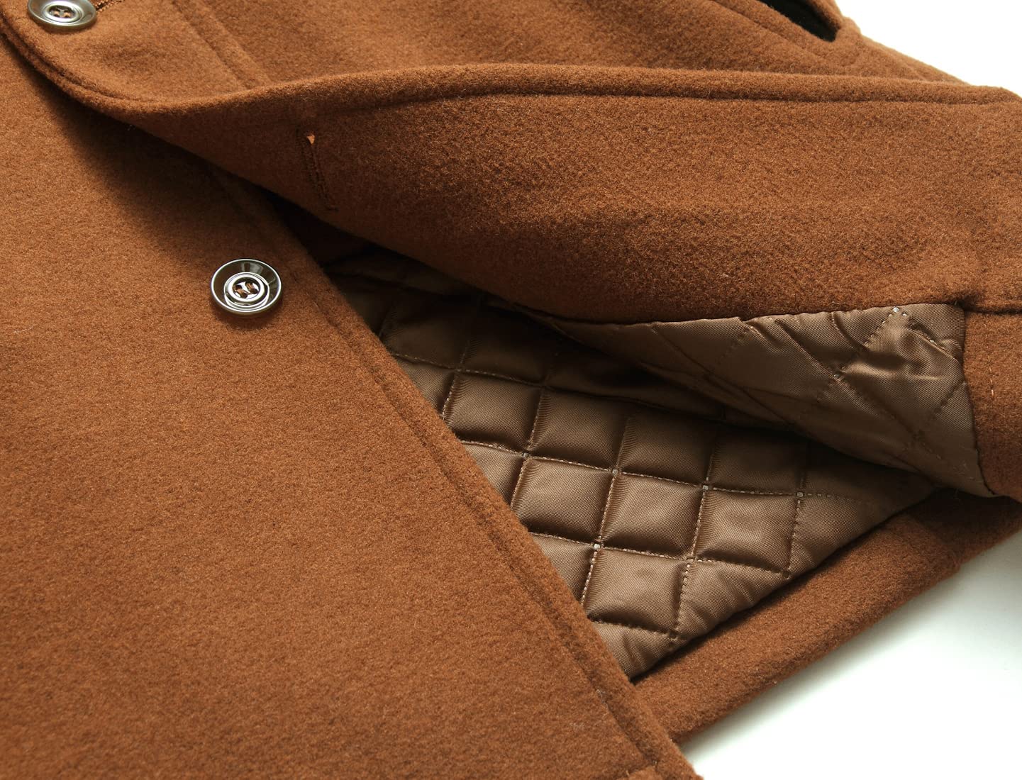 chouyatou Men's Winter Stylish Wool Blend Single Breasted Military Peacoat (Medium, Brown)
