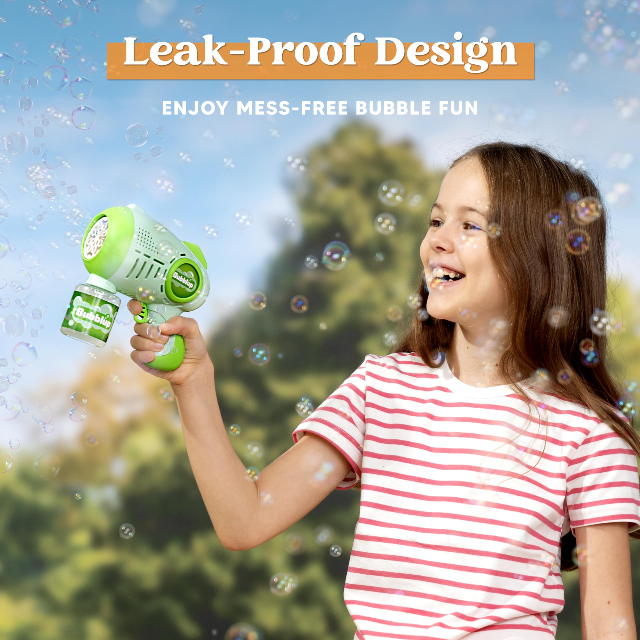 JOYIN 2 Kids Bubble Guns with 4 Bottles Solution, Automatic Bubble Machine Gun with 8 Holes for Kids, Adults, Summer Toys, Easter Basket Stuffers, Birthday Gift, Party Favors