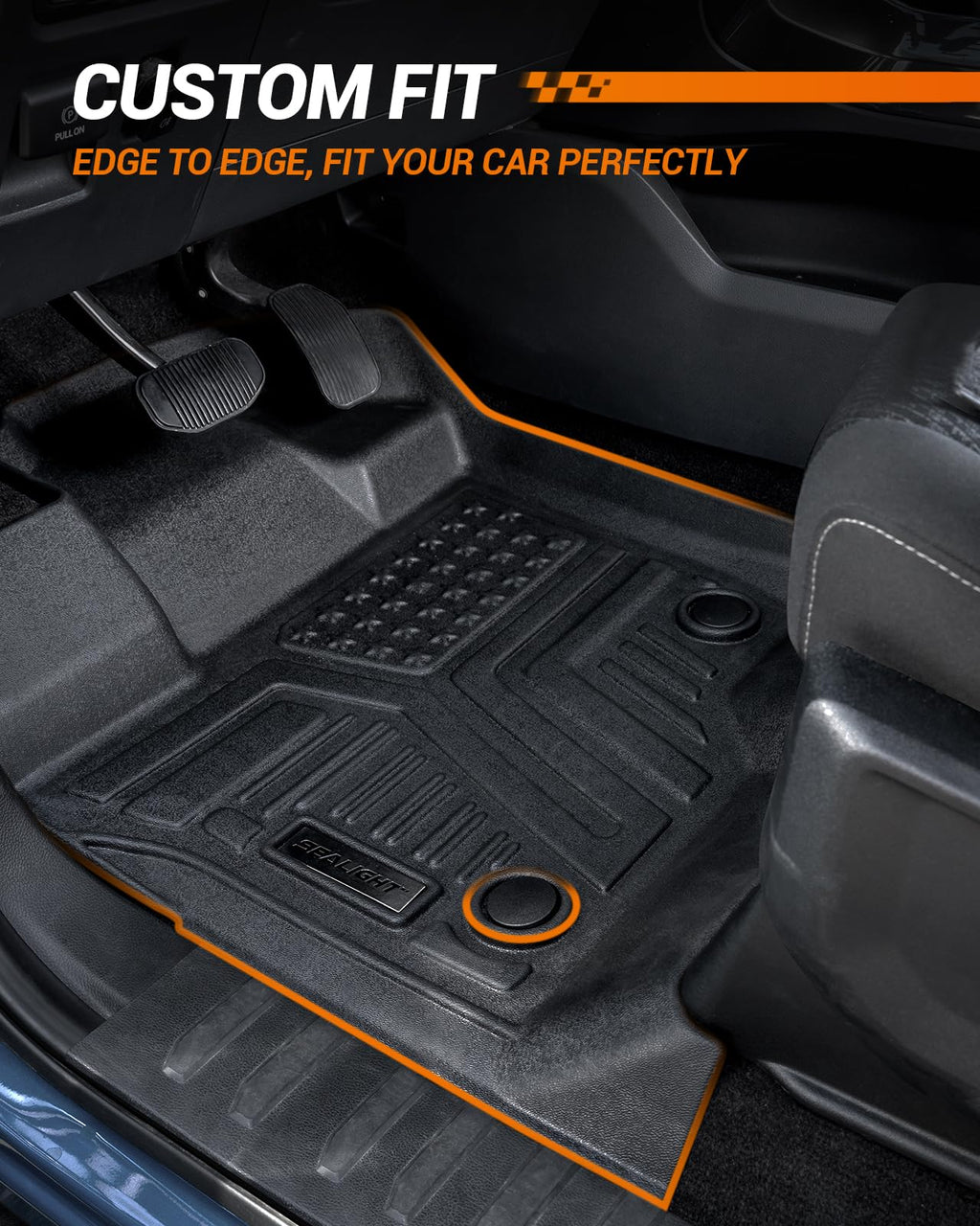 SEALIGHT All Weather Floor Mats for 2019-2026 Chevy Silverado GMC Sierra 1500 Accessories / 2020-2026 Sierra 2500 HD/3500 HD Crew Cab, Non-Slip TPE, Odorless, Easy to Clean, Waterproof, Custom Fit