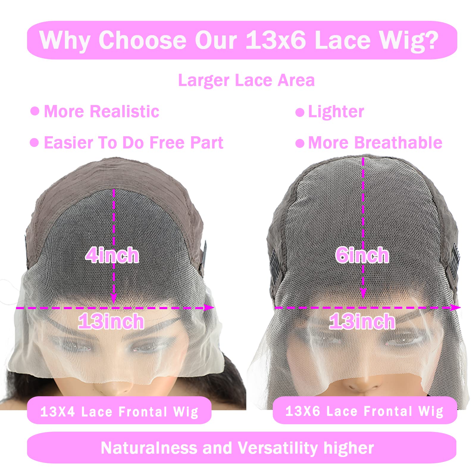 TTSMINS 13x6 Lace Front Wigs Human Hair Pre Plucked 180 Density 24 Inch Straight Lace Front Wigs HD Lace Frontal Wigs for Women Natural Black with Baby Hair Glueless Wigs
