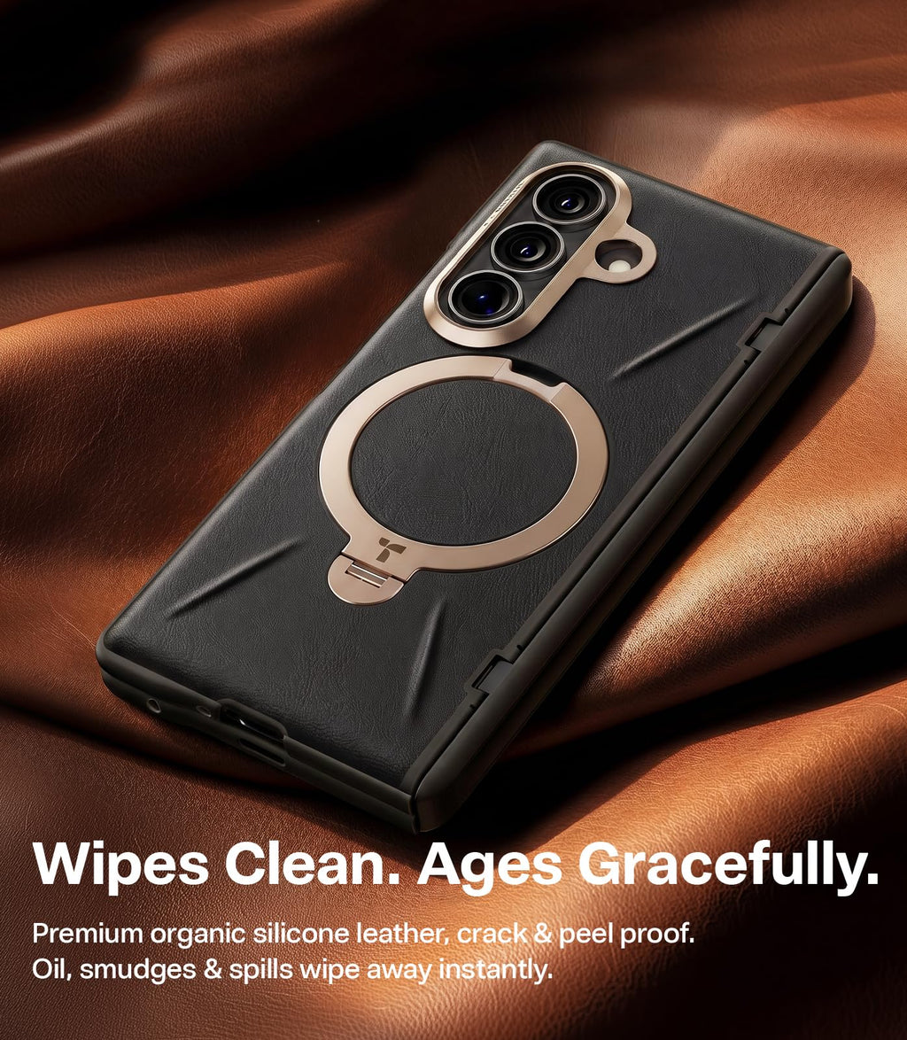 TORRAS Q3 VegSkin for Galaxy Z Fold 8 Ultra Case Leather, Magnetic Stand