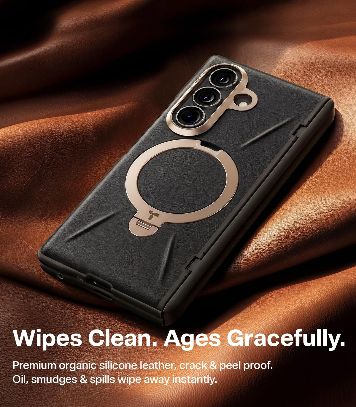 TORRAS Q3 VegSkin for Galaxy Z Fold 8 Ultra Case Leather, Magnetic Stand