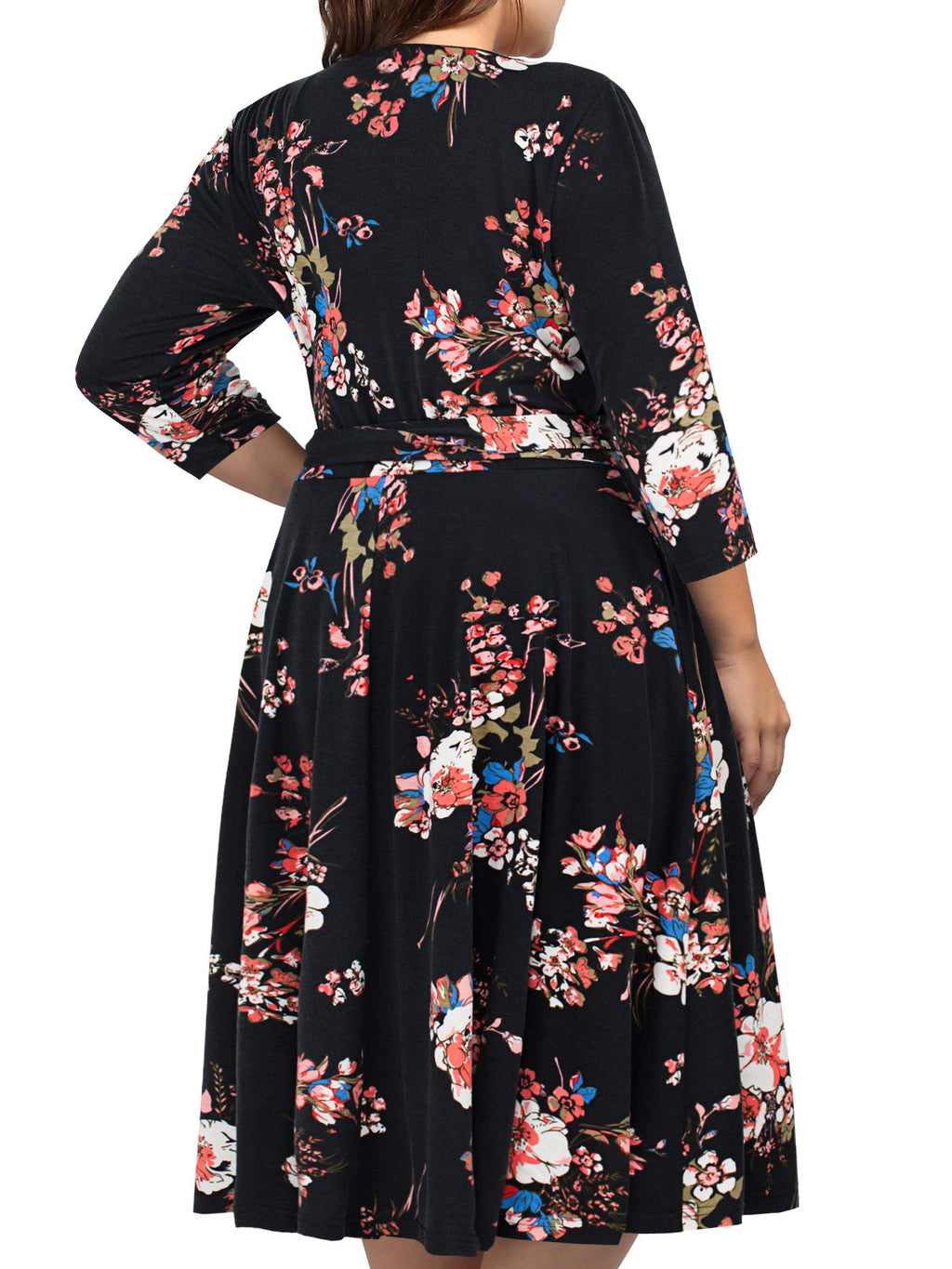 kissmay Plus Size Dresses for Women, Womens Dresses for Wedding Guest Christmas Ruffle Floral Midi Dresses Black Burgundy 22 Plus