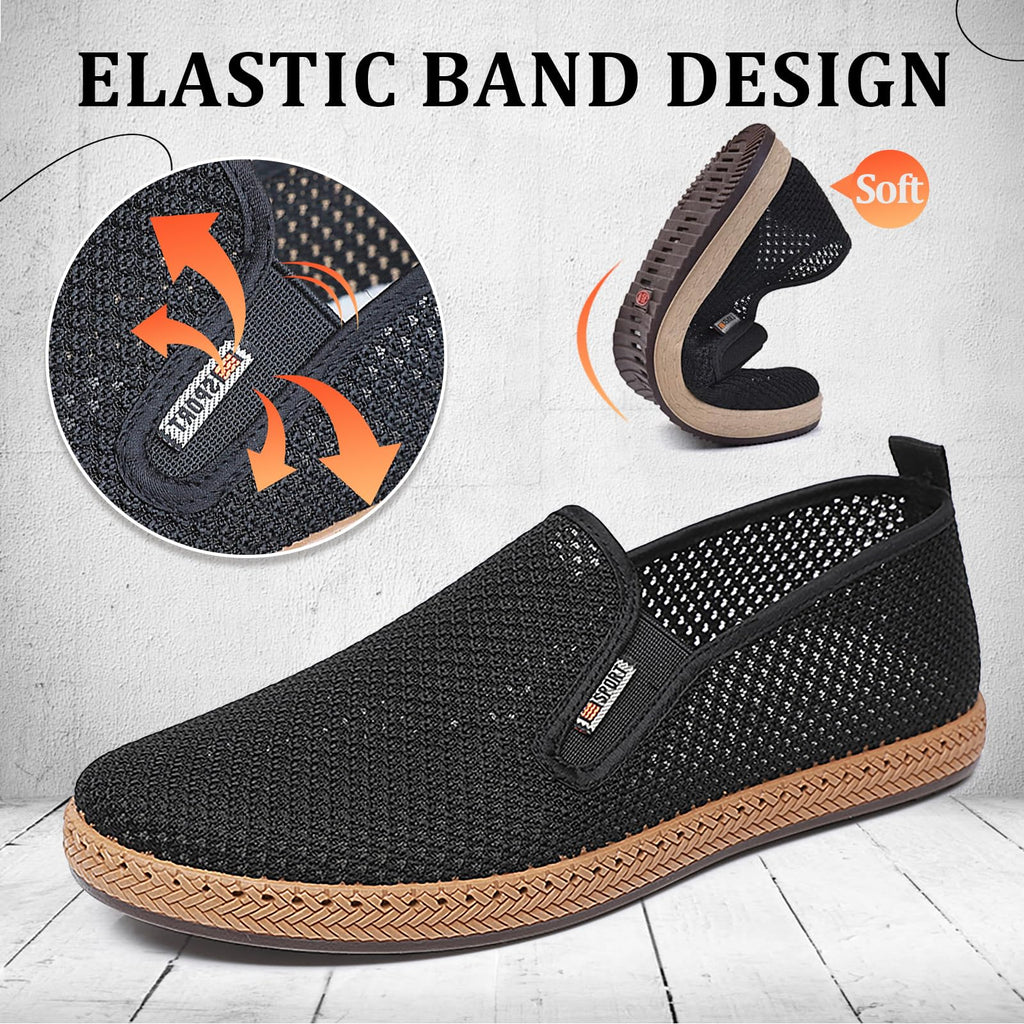 Wsvpeto Mens Slip on Canvas Loafers Casual Shoes Sneakers Comfy Walking Slipers Shoes Pain Relief for Men Black Fashion Breathable Loafers