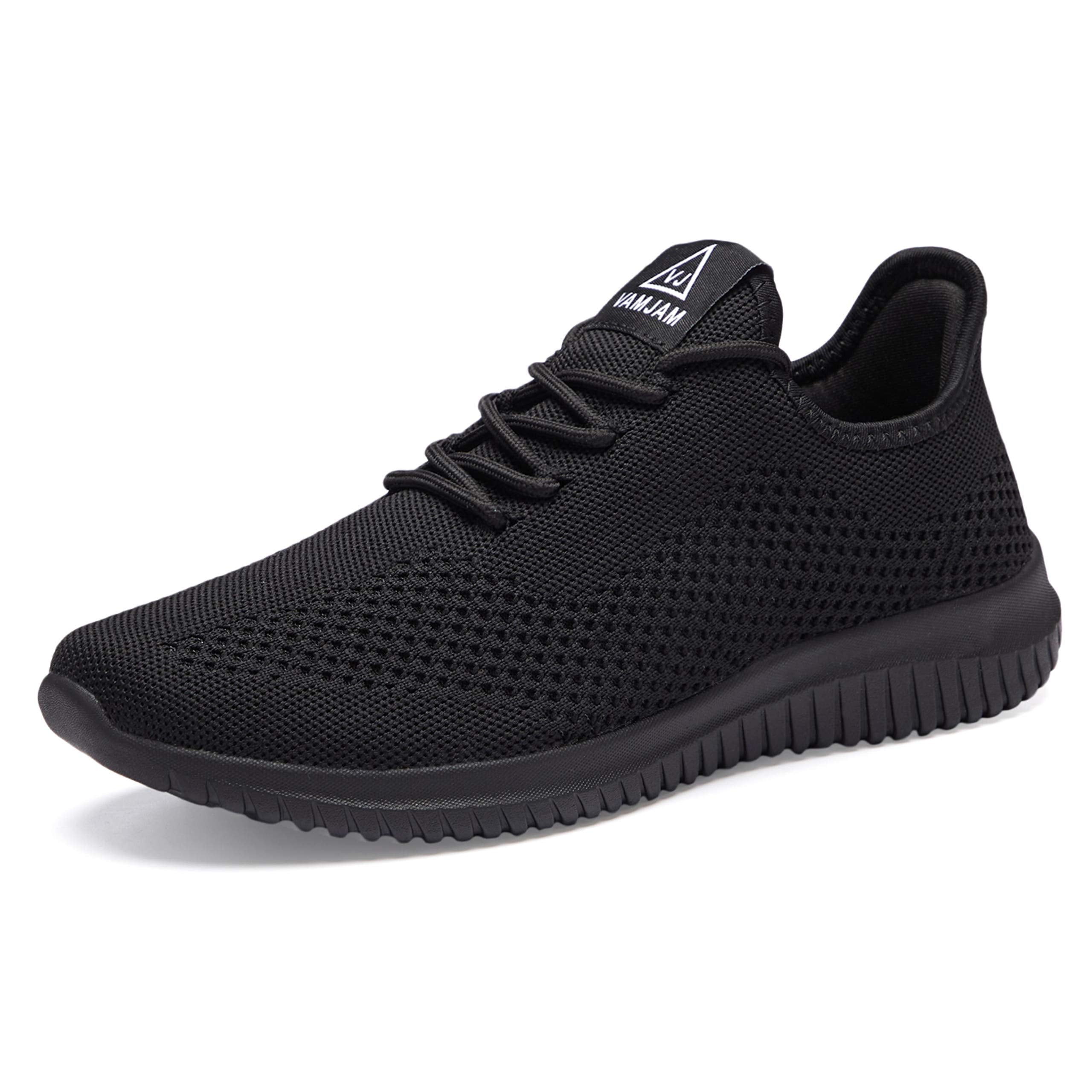 VAMJAM Men's Running Shoes Ultra Lightweight Breathable Walking Shoes Non Slip Athletic Fashion Sneakers Mesh Workout Casual Sports Shoes All Black Size 6.5