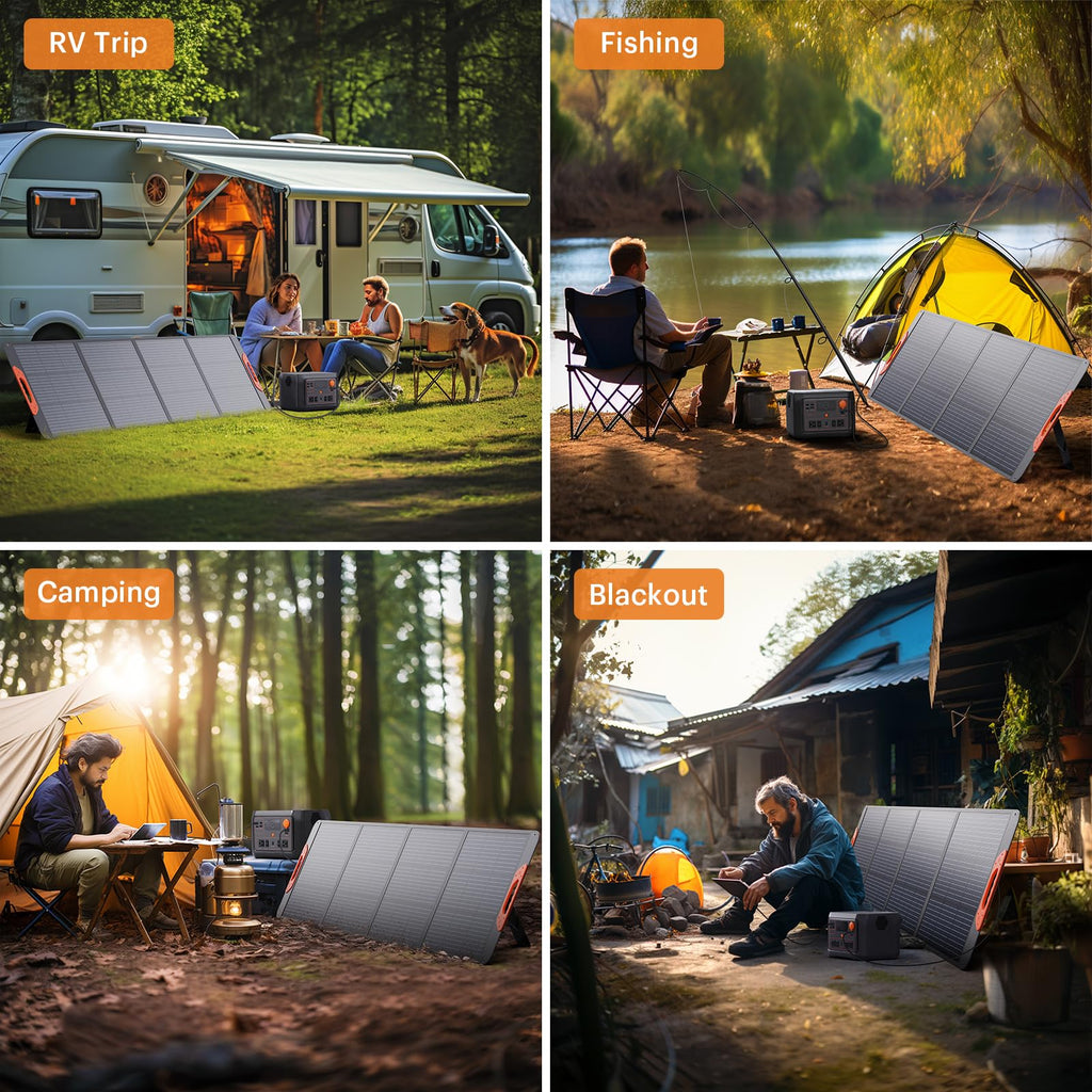 ZOUPW 200W Portable Solar Panel for Power Station,23.5% Efficiency Mono Foldable Solar Charger with 4 Kickstands for Jackery Explorer/Bluetti/EcoFlow,IP67 Waterproof for Camping RV Off-Grid Backup