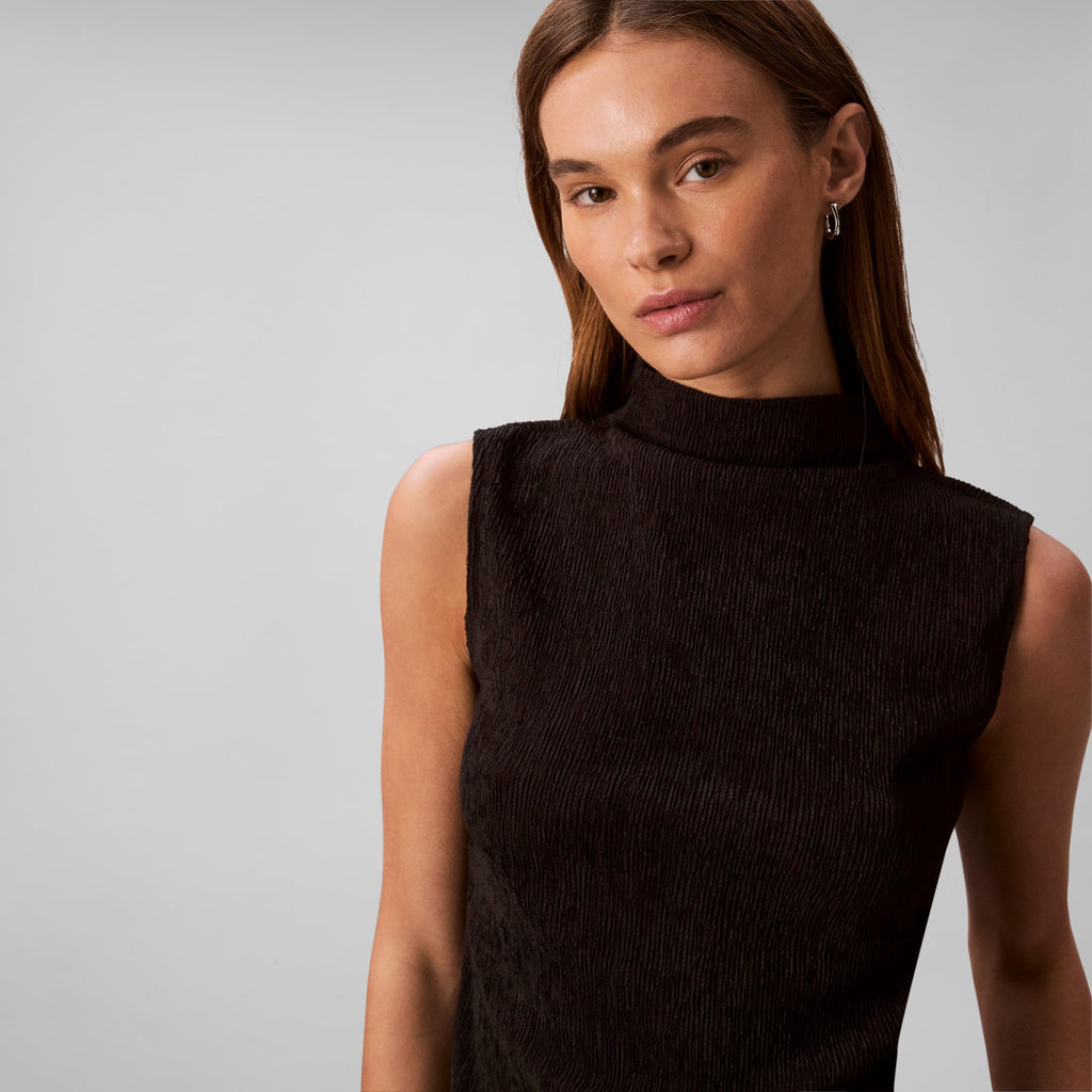 Calvin Klein Women's Textured Knit Mock Neck Top Black