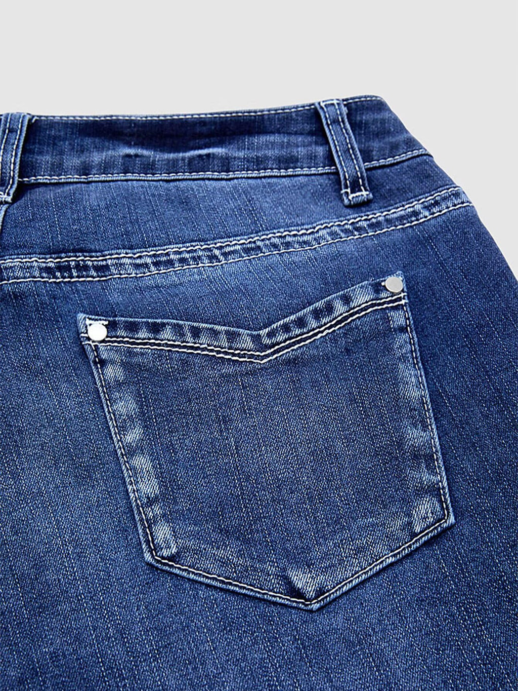 Flamingals Crop Jeans for Women Skinny High Rise Butt Lifting Raw Hem Embroiderd Ankle Jeans Decor Navy Blue M