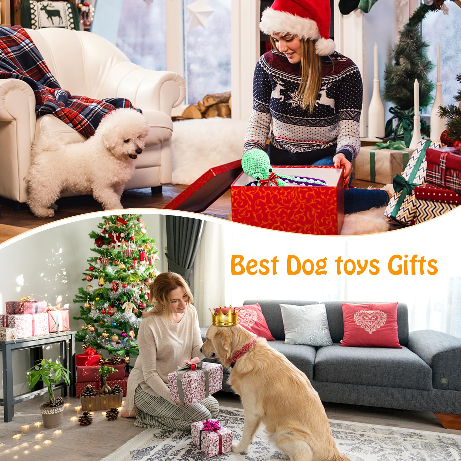 Fuufome Large Squeaky Dog Toys- Plush Dog Toys with Soft Fabric for Small, Medium, and Large Dogs Daily Companionship, Training Reward Gift