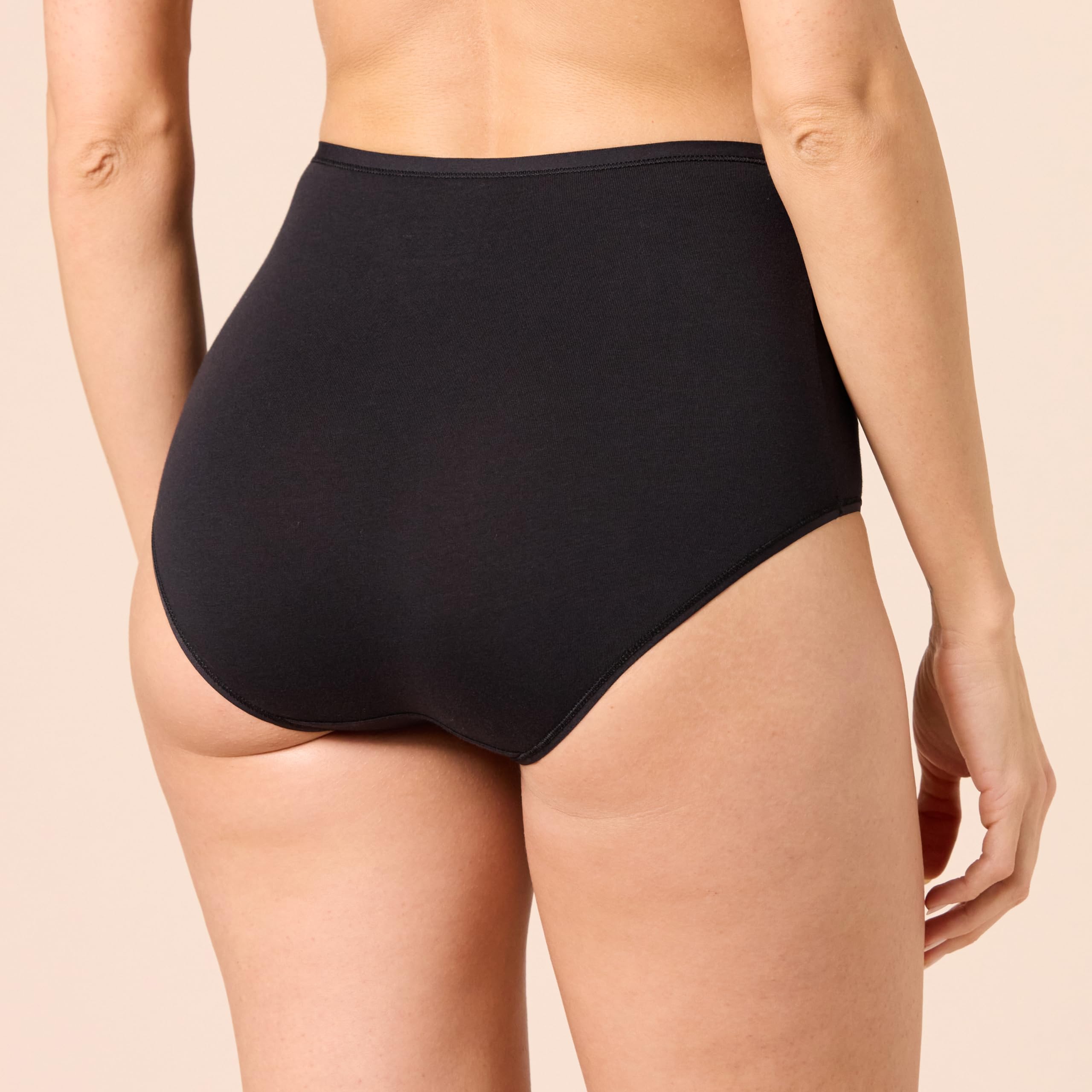 Amazon Essentials Women's Breathable Cotton High Waisted Full Coverage Underwear, Pack of 6, Black/Grey Heather/White, X-Large
