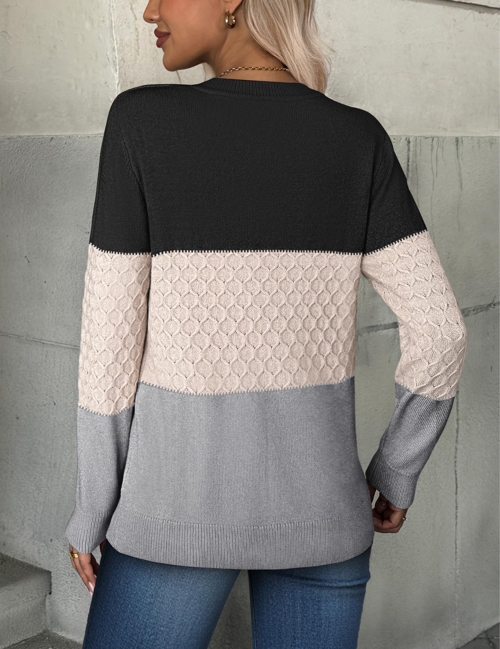 Zeagoo Womens Fall Sweaters Long Sleeve Crew Neck Ribbed Knit Pullover Tops
