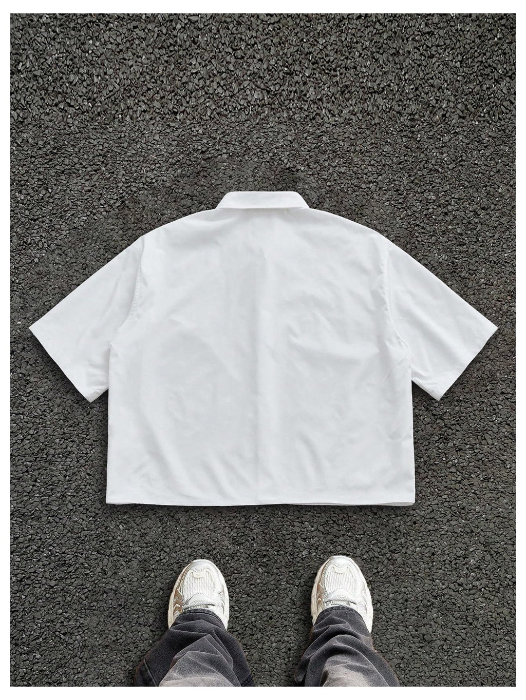GORGLITTER Men's Lips Graphic Button Down Cropped Shirt Y2k Short Sleeve Collar Boxy Going Out Tops Streetwear Graphic White Large