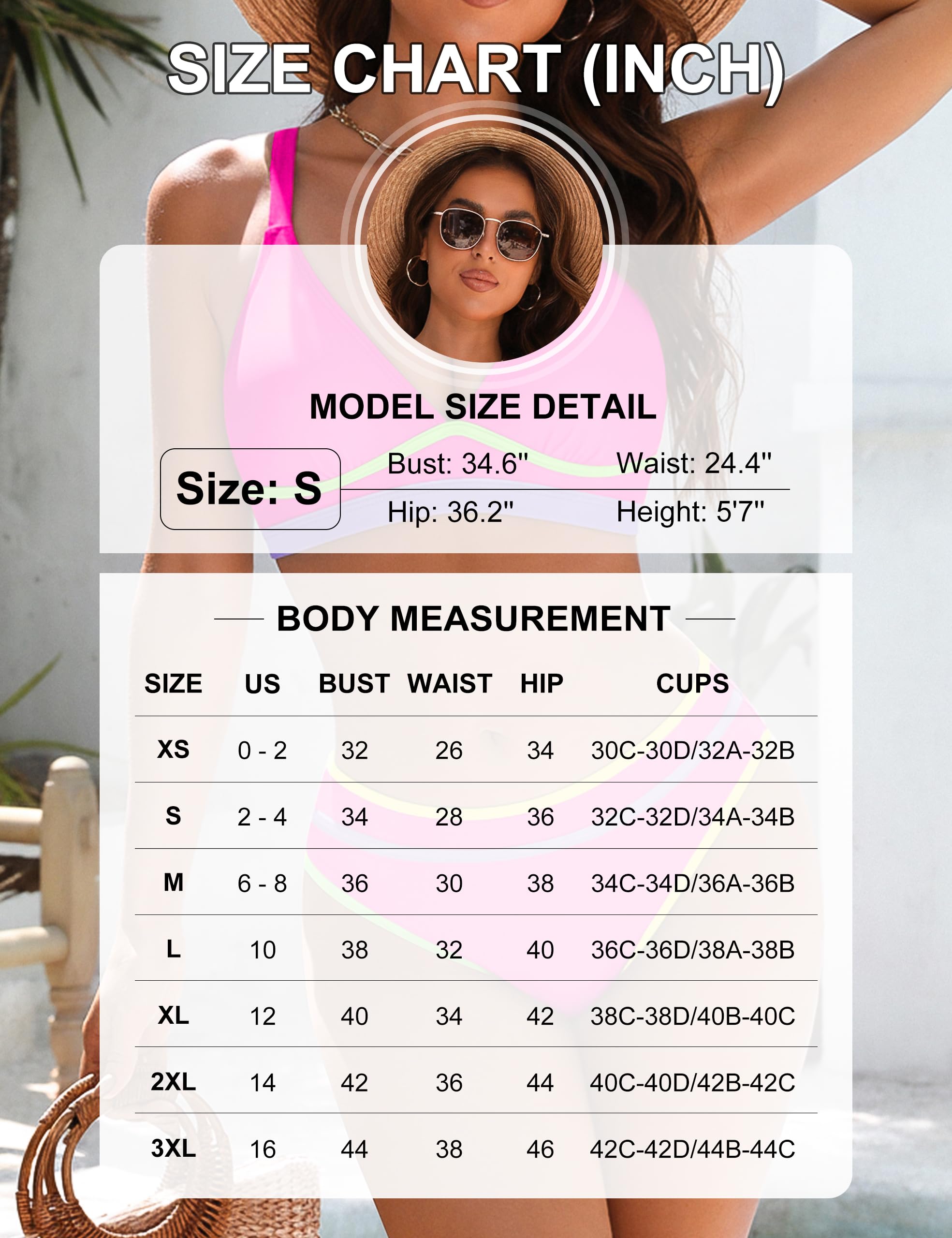 Blooming Jelly Women's Cheeky Bikini Sets Color Block Two Piece Swimsuit Crisscross Back Sporty Bathing Suits Curvy Swim Suit
