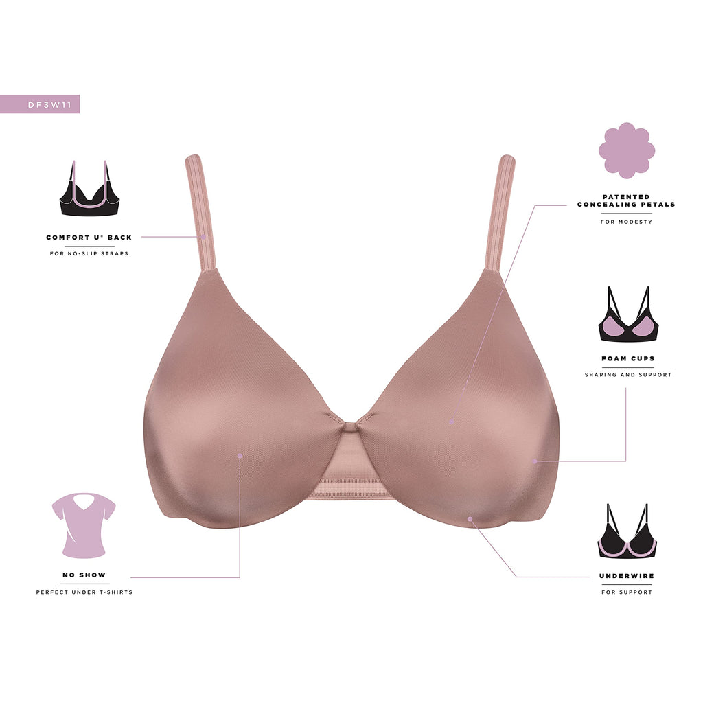 Bali Womens One Smooth U Underwire Bra, Smoothing & Concealing Full-coverage Df3w11 Bras, Soft Taupe, 38C US