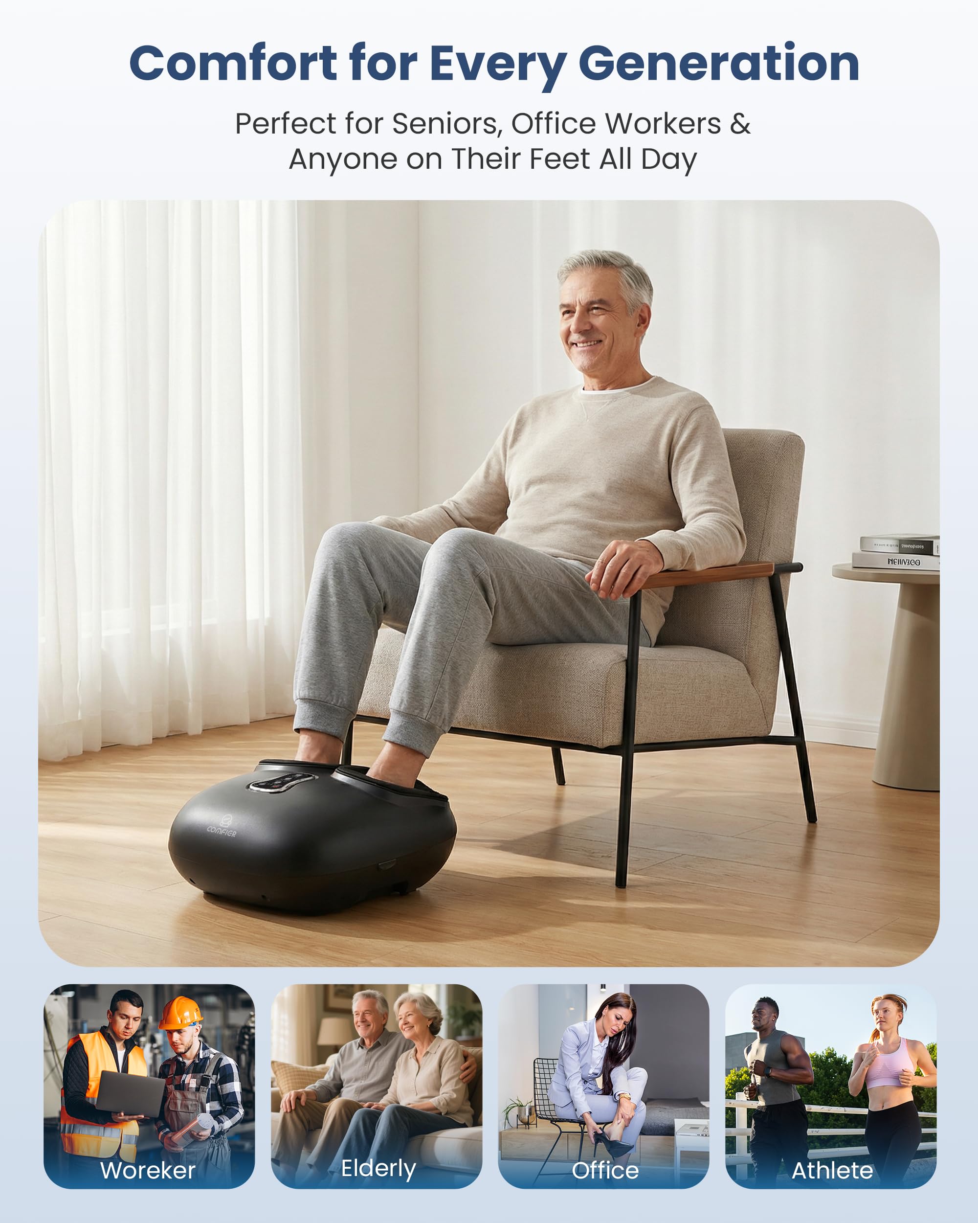 COMFIER Shiatsu Foot Massager with Heat[FSA Eligible HSA],2026 Upgraded Feet Massager Machine for Plantar Fasciitis,Neuropathy Pain with Vibration,Compression, 13In, Gifts for Women Men