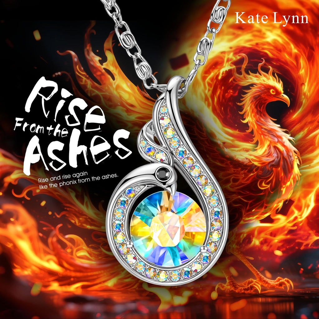 Kate Lynn Rise From the Ashes Phoenix Necklace & Earrings Set, Jewelry Gifts for Women