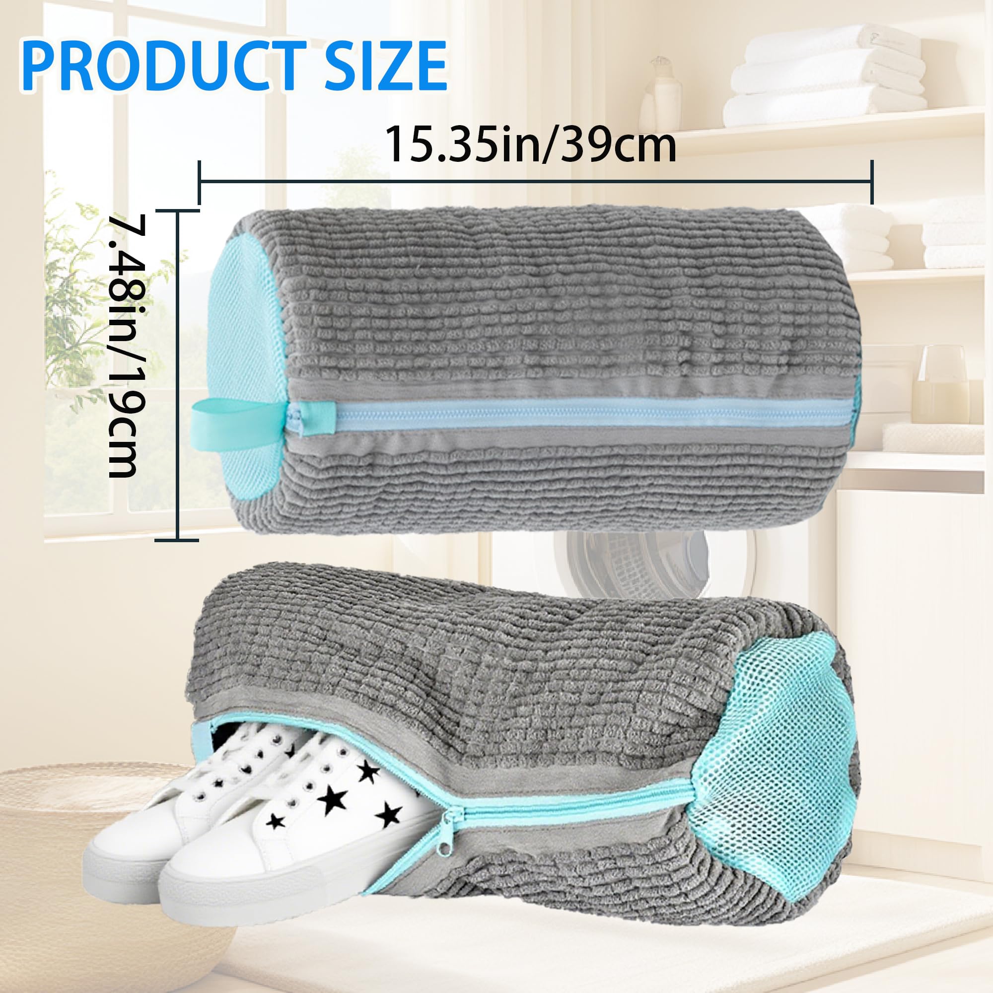 Shoe Washing Machine Bag Laundry Shoe Bag for Washer and Dryer Reusable 2pc Shoe Cleaning Bags for Sneakers 360° Deep Cleaning Machine for All Shoes Types With Self-locking Zipper