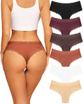 Sth Big Womens Cotton Underwear Sexy Lace Brazilian Panties Soft Breathable Cotton Cheeky Underwear for Ladies 6 Pack (6A, Medium)