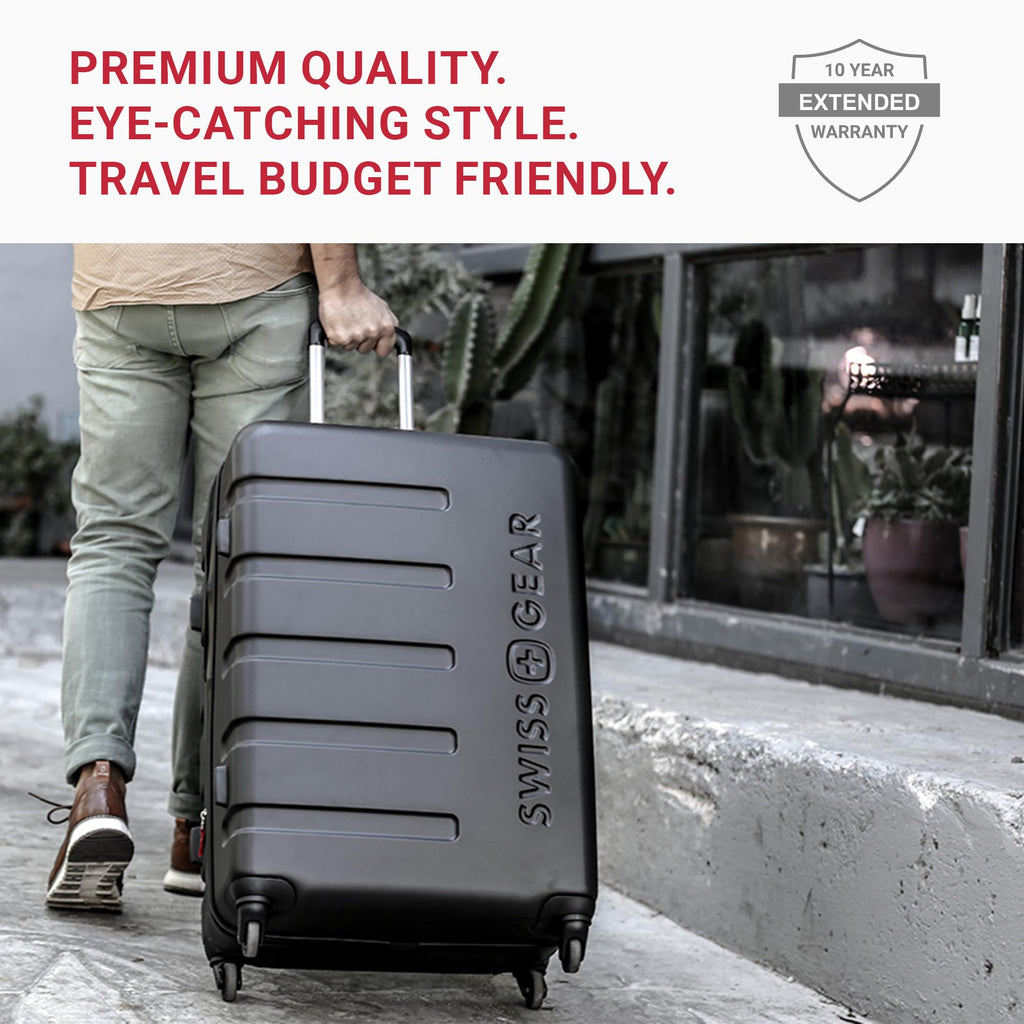 SwissGear 7366 Signature Hardside Expandable Luggage with Spinner Wheels, TSA Lock, Black, Checked-Medium 23-Inch
