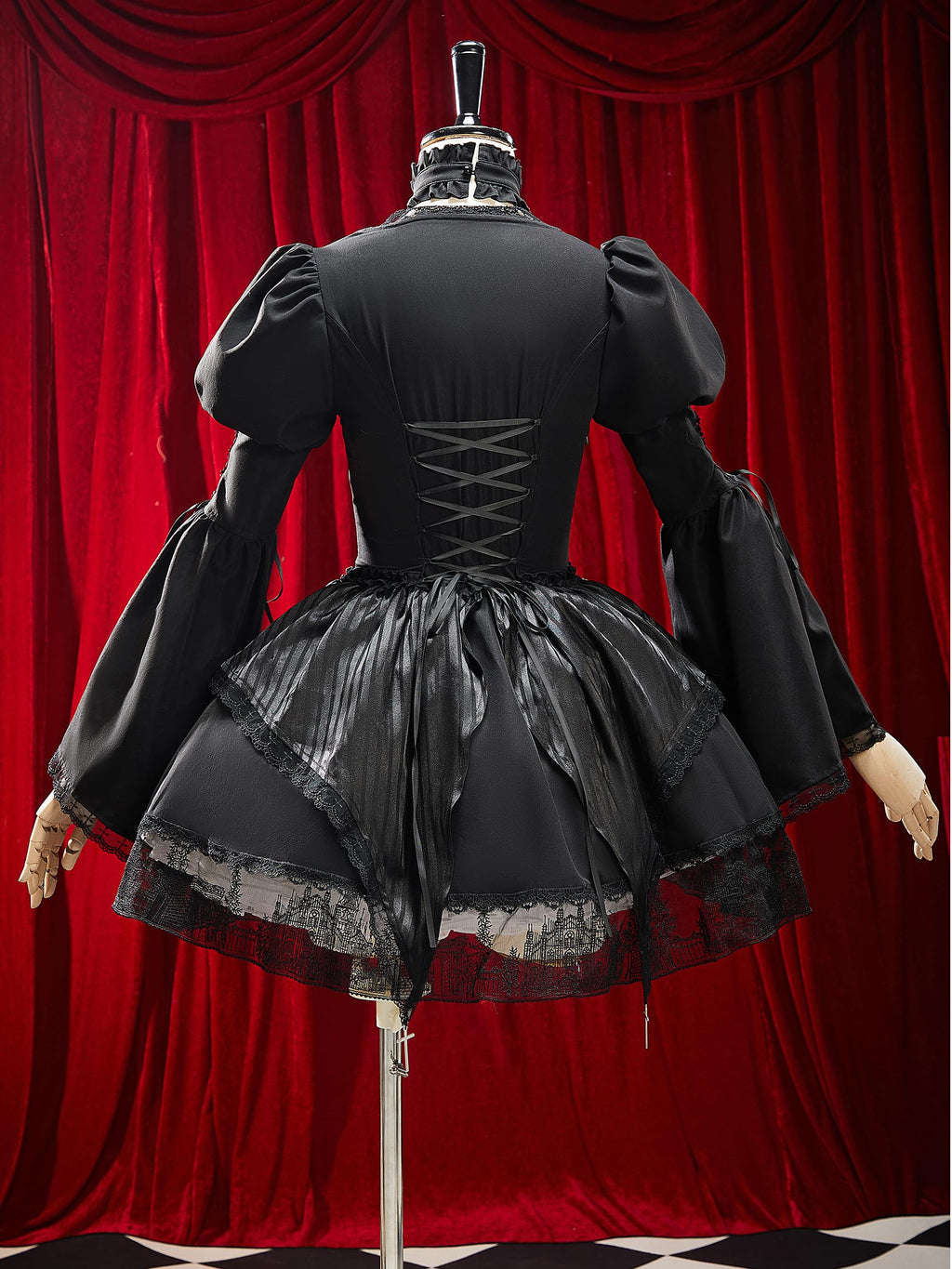 MEOWCOS Women's Corset Dress Gothic Punk Gothic Church Style Lolita Dress with Choker