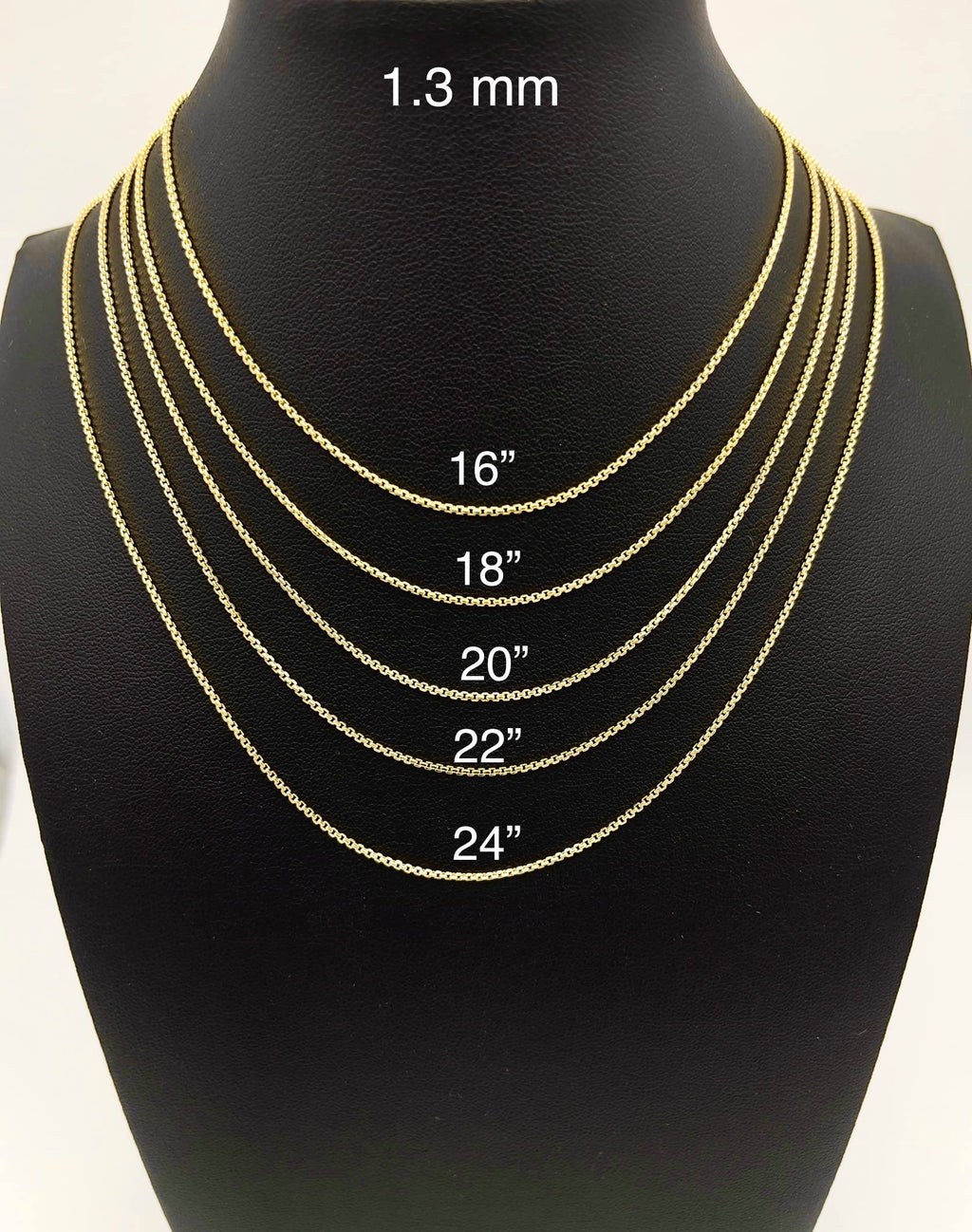 JEWELHEART 14K Real Gold Round Box Chain 1.3mm Yellow Real Gold Chains For Men Diamond Cut Link Chain Necklace For Women with Lobster Clasp 20"