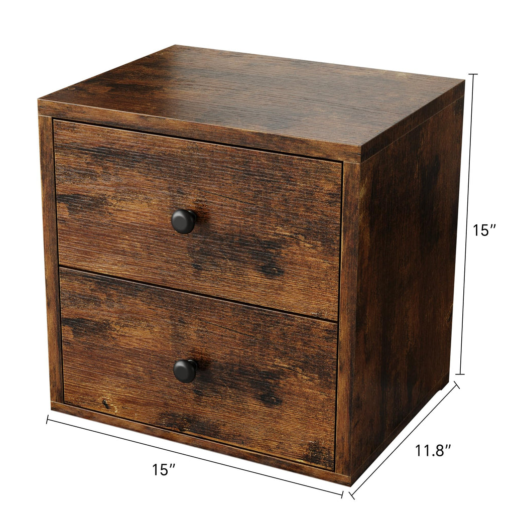 FUSUNBAO Magic DIY Cube Storage Organizer Stackable Cubes for Home Books Clothes Toy-Modular Cubby Storage System-Office Cubical-Bookcase Closet (Antique Brown, Drawer Cube)