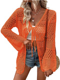 AI'MAGE Womens Kimono Beach Cover Up Crochet Swimsuit Coverups Summer Loose Knit Cardigans Causal Blouse Tops Swimwear Orange