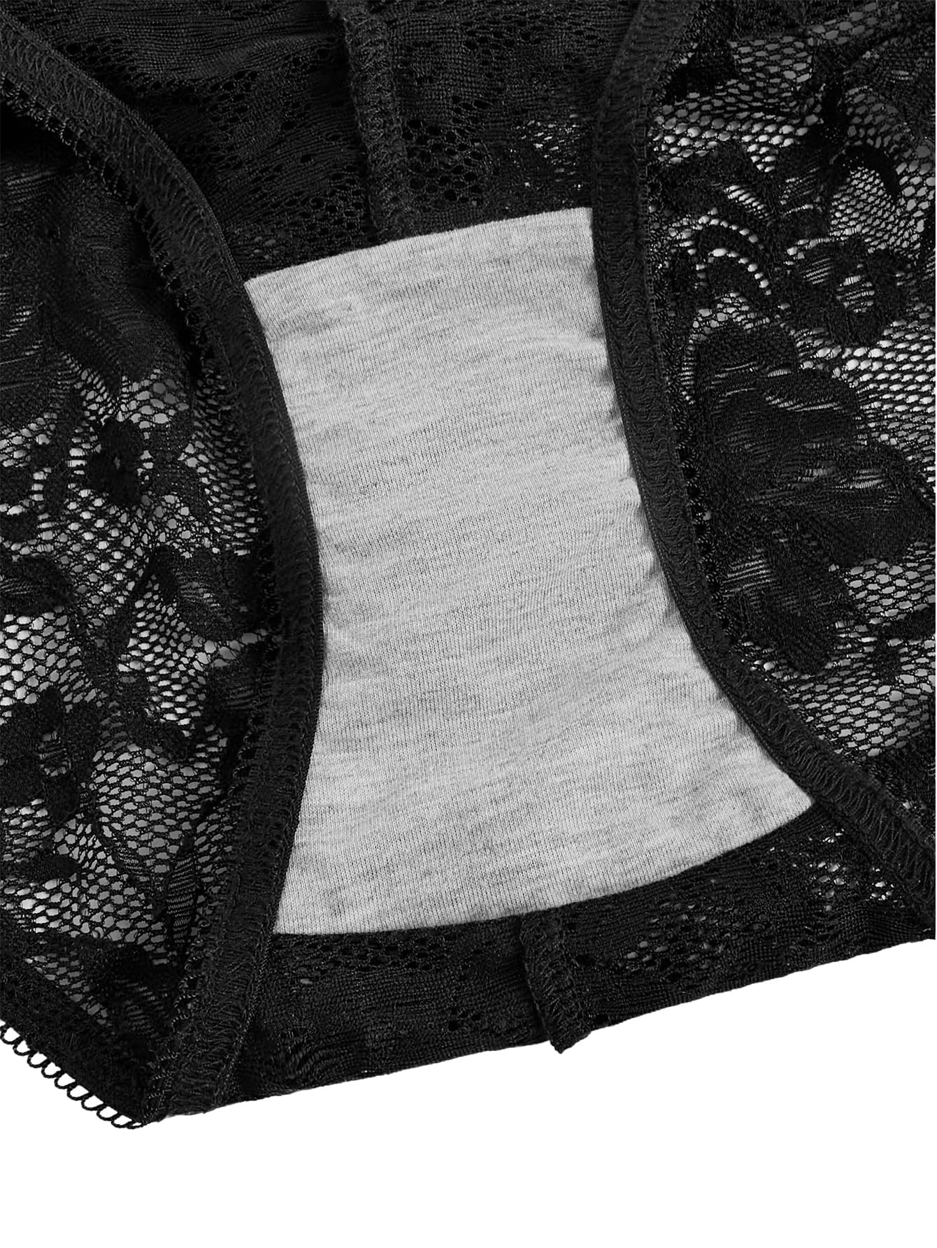 WDIRARA Women's Plus Size Sheer Lace Boyshorts Underwear Sexy High Waisted Boxer Briefs Panties Black Lace Large Plus