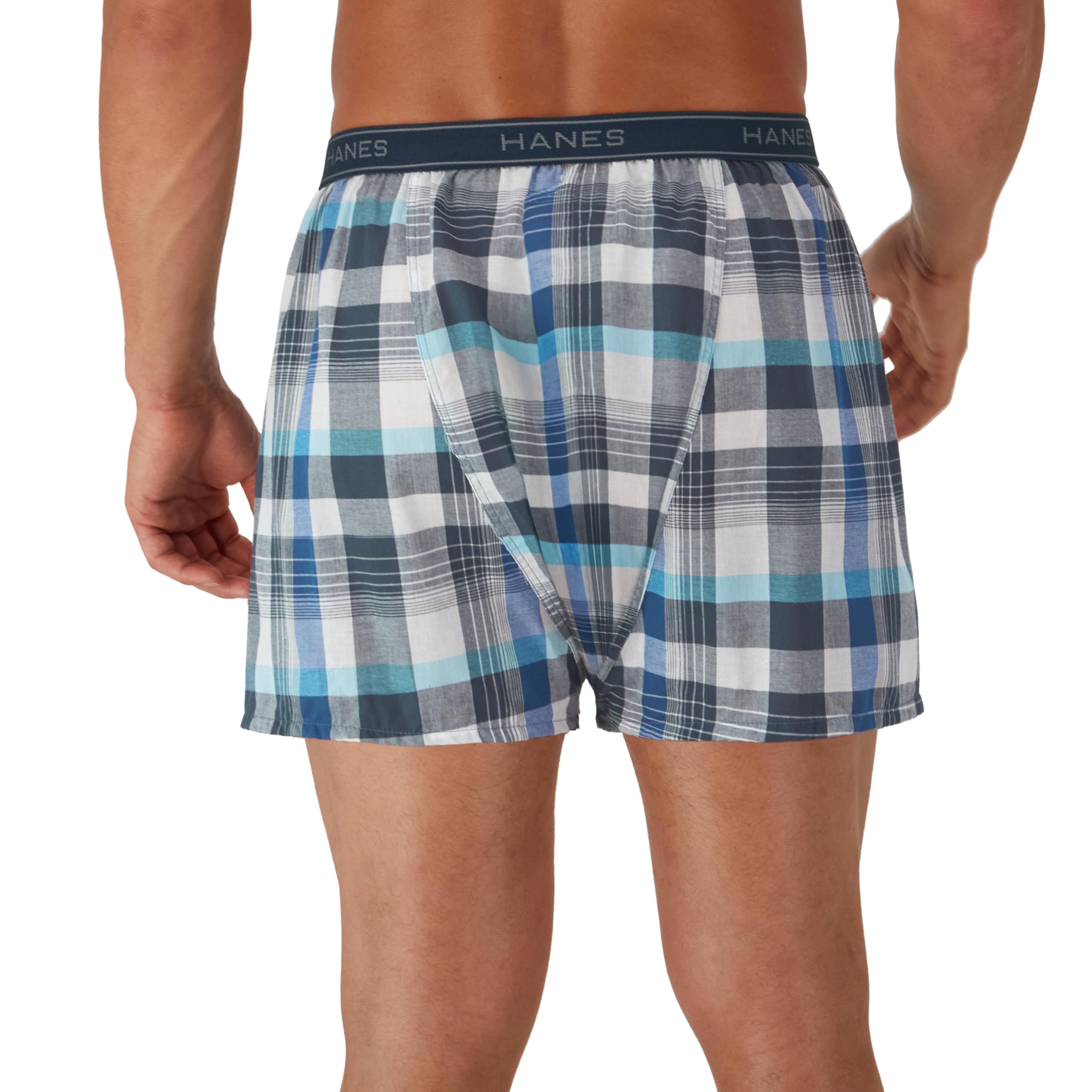 Hanes Men's Tagless Boxer With Exposed Waistband Multi-Packs, 6 Pack - Assorted, Large