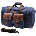 Wildroad 50L Travel Duffel Bag, Expandable Canvas Genuine Leather Duffle Bag Upgraded Overnight Weekender Carry on Bag