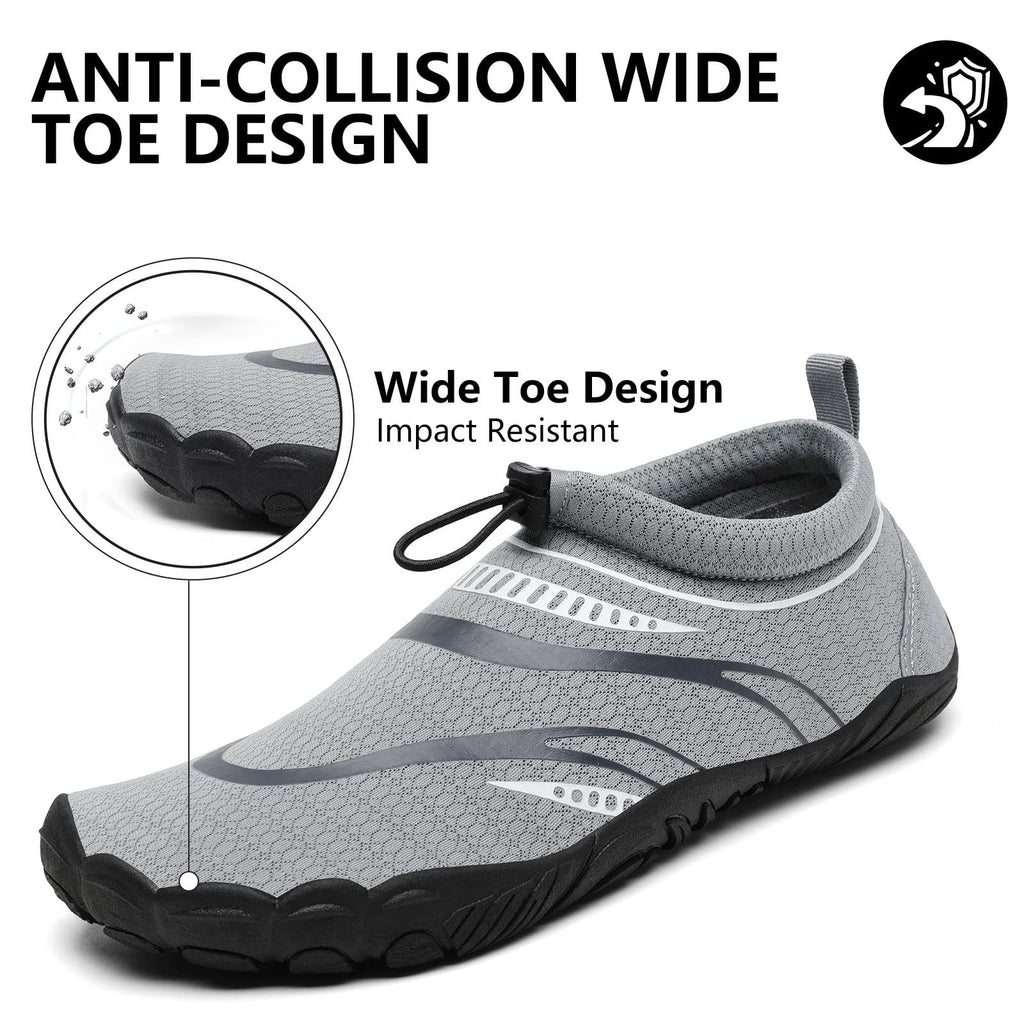 Mishansha Water Shoes Men Quick Dry Swim Shoes for Men Lightweight Non-Slip Aqua Beach Smoky Grey-E0153 12.5 Women/10.5 Men
