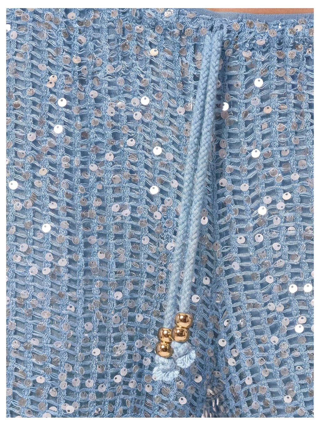 WDIRARA Women's Sequin Crochet Cover Up Pants Hollow Out Beach Pants Swimwear Light Blue Large