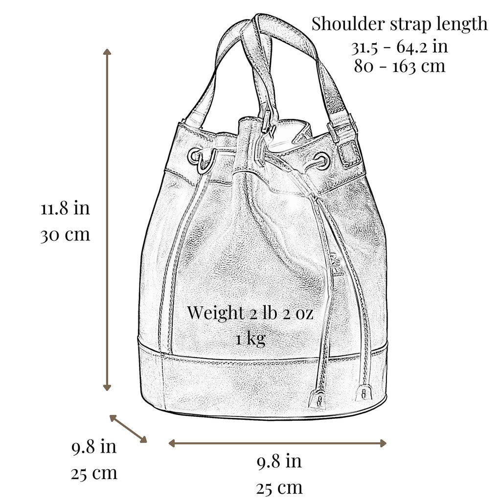 Time Resistance Leather Bucket Bag - Full Grain Leather Tote Bag for Women (Cognac Brown)