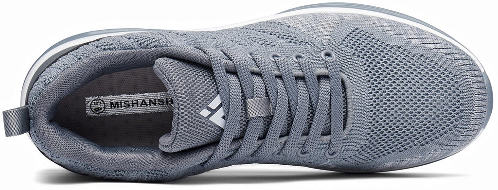 Mishansha Running Shoes for Men Sneakers Air Cushion Walking Shoes Comfortable Tennis Shoes Breathable Trail Running Shoes Grey US 7.5