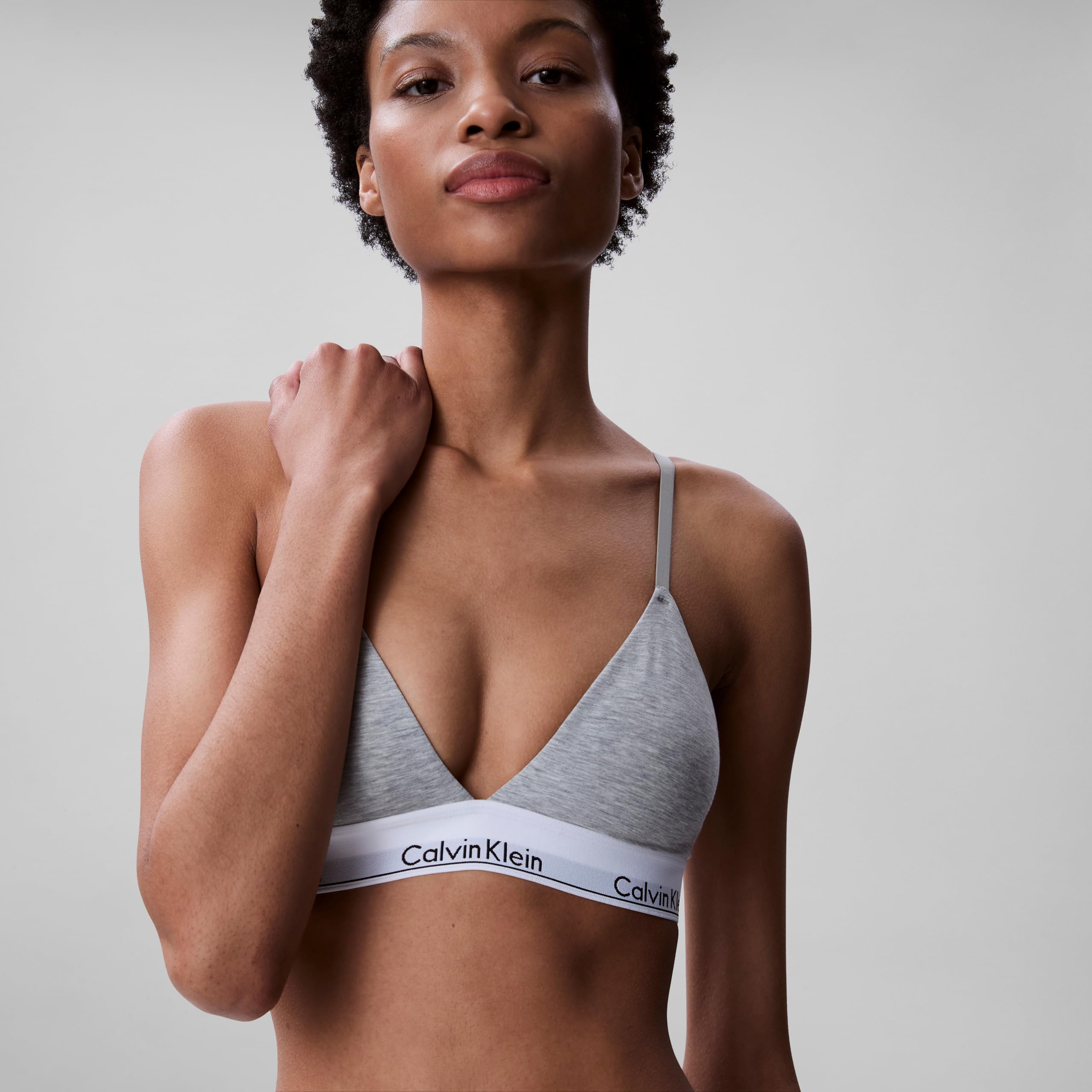 Calvin Klein Modern Cotton Lightly Lined Triangle Bralette Grey Heather