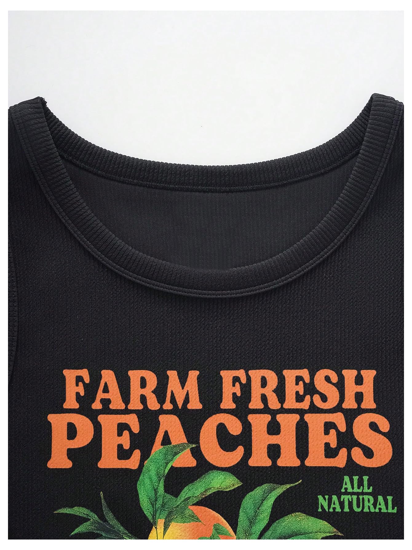 WDIRARA Women's Letter Print Graphic Round Neck Sleeveless Rib Knit Crop Tank Top Black Large