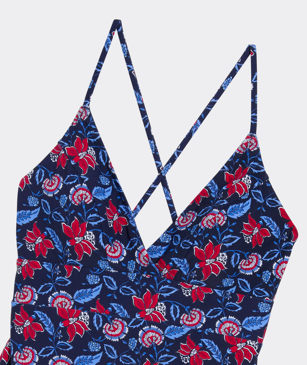 vineyard vines Sconset One-Piece, Floral Navy Print, L