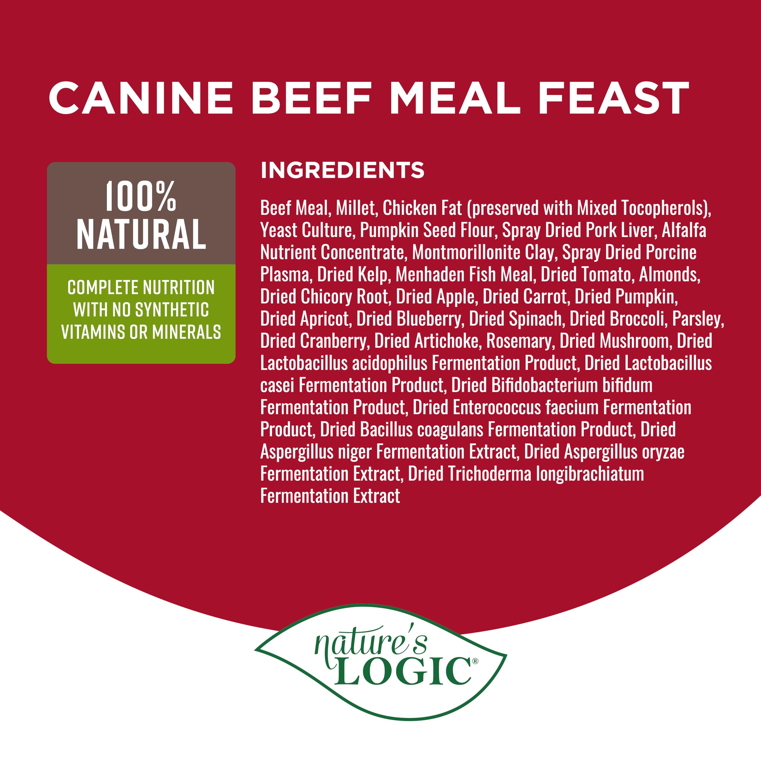 Nature's Logic Dry Dog Food - 100% Natural - No Synthetics - for All Ages, Sizes, Breeds - Free from Common Allergens, High Protein - Beef Meal Feast, 25lbs