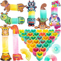 JOYIN 28 Packs Valentine's Day Animal Cards with Coil Springs Rainbow Springs, Stress Relief Coil Toys with Cards for Kids Valentine's Classroom Exchange Prizes Game Prizes, Valentine's Party Favors