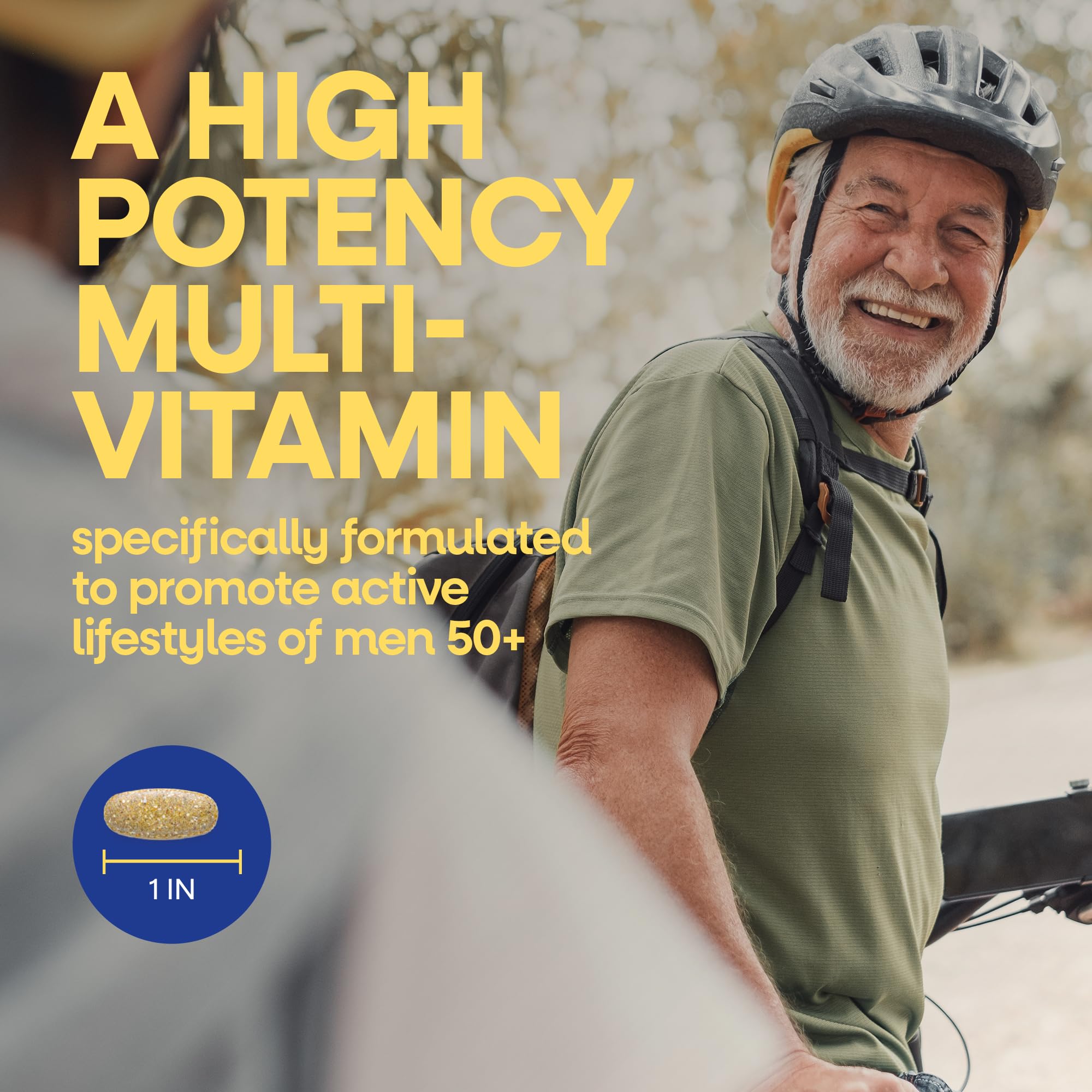 Nature's Way Alive! Men’s 50+ Daily Ultra Multivitamin, High Potency Formula, Supports Healthy Brain, Eyes & Heart*, with Methylated B12, Gluten-Free, 60 Tablets (Packaging May Vary)