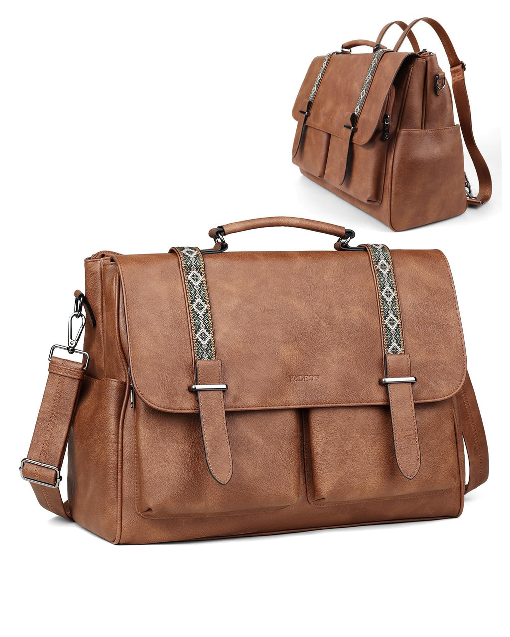 FADEON Messenger Bag for Women, Designer Leather Satchel Backpack Purses Large Laptop Briefcase Multi Pocket Shoulder Bags