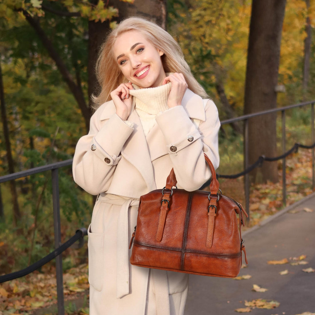 HESHE Leather Tote Bag Shoulder Purses for Women Satchel Handbags(Coffee)