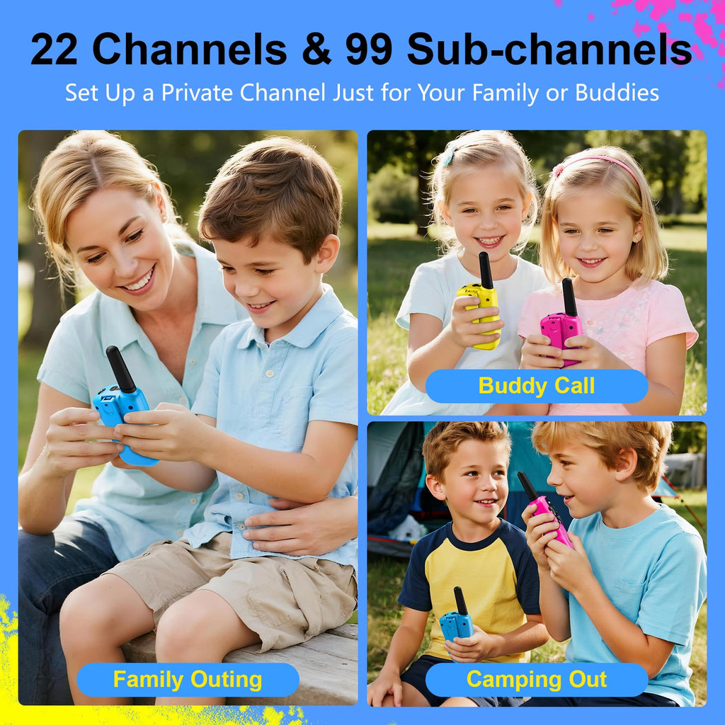 Walkie Talkies for Kids Toys Valentines Day Gifts for Kid Boys Girls 4-6, 3 Miles Range Walkie Talkie to Camping, Outdoor, 4 Year Old Girl Birthday Gifts for 3 4 5 6 7 8 9 Year Old Boy Girl Gifts